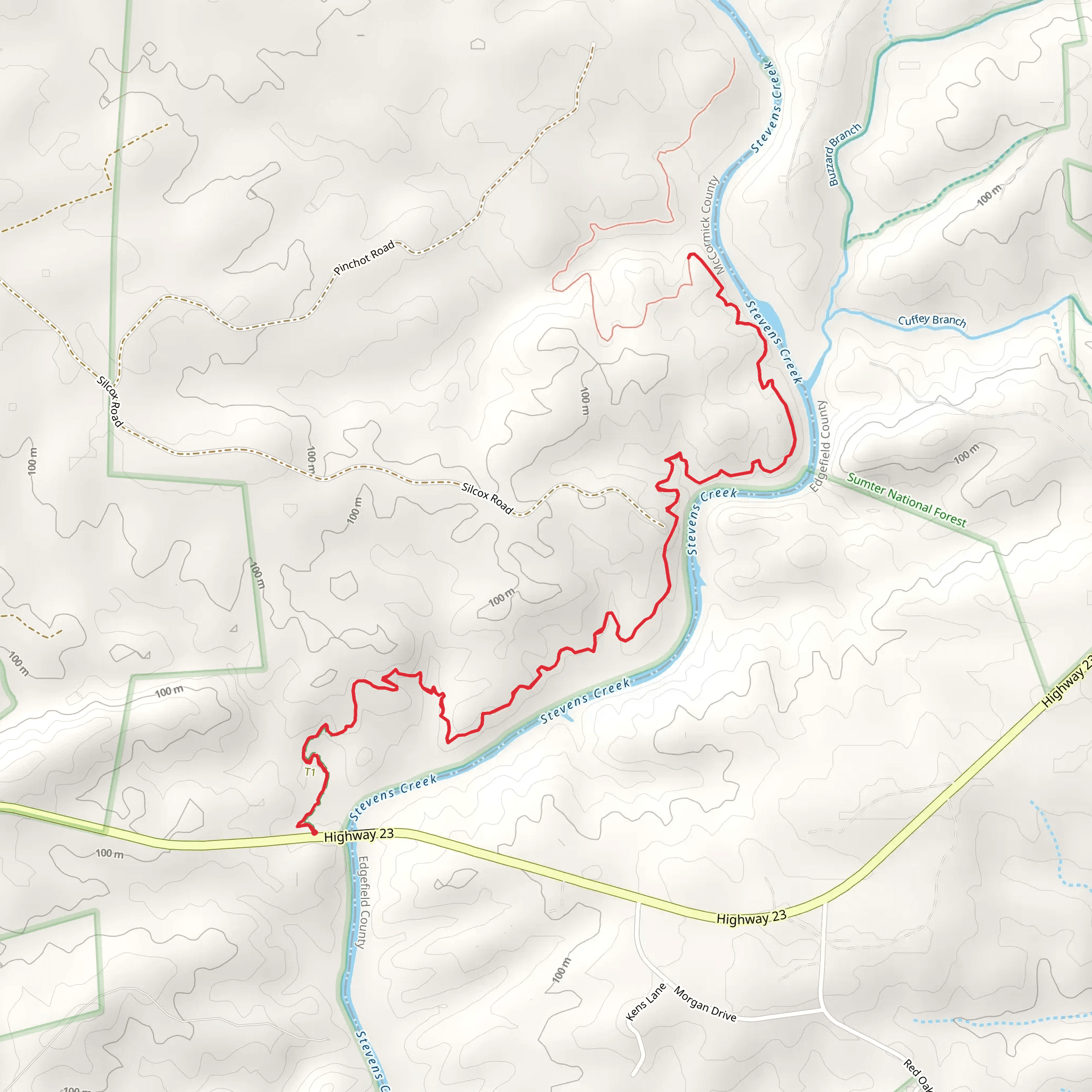 Modoc Stevens Creek Trail mobile static map