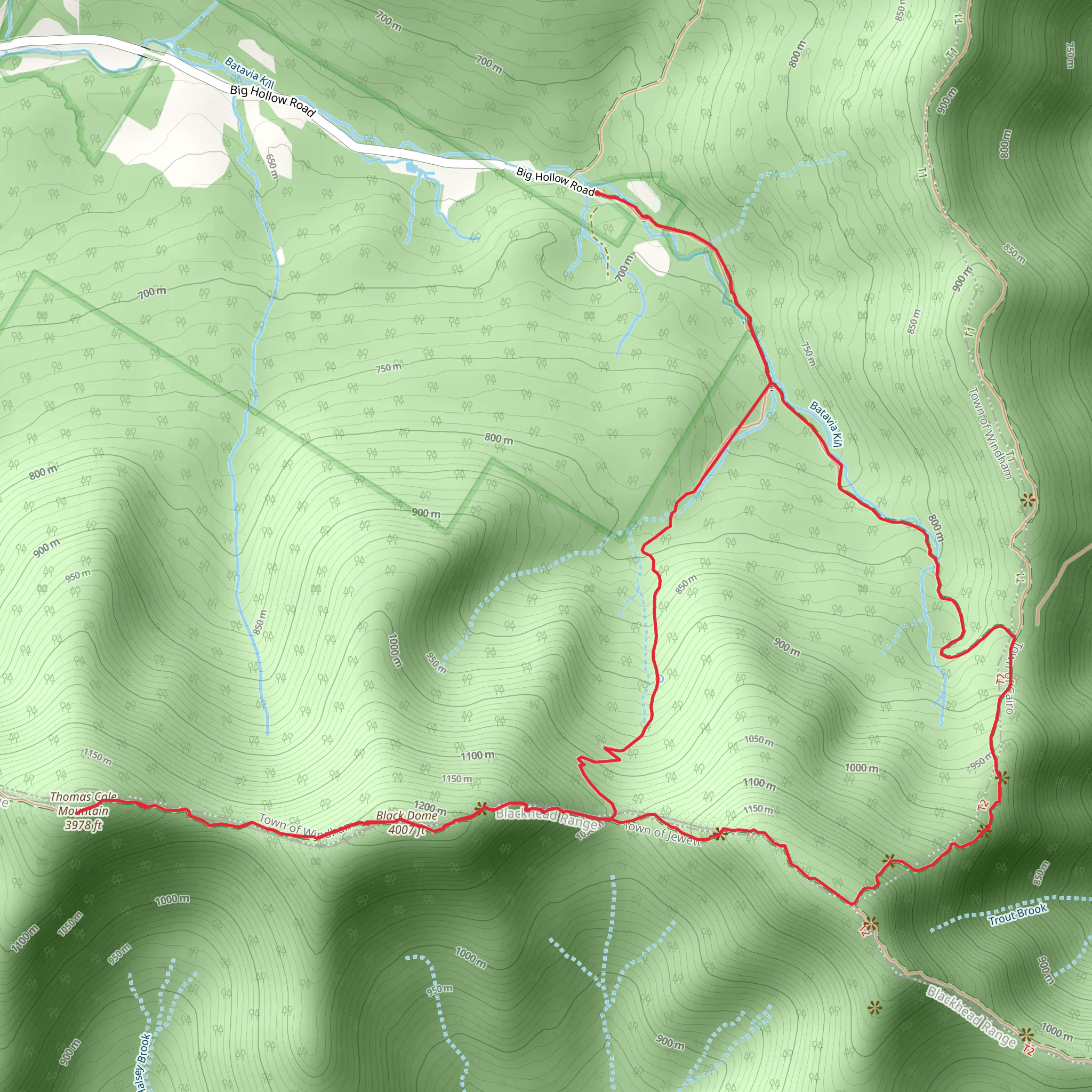 Thomas Cole Mountain and Black Dome Loop mobile static map