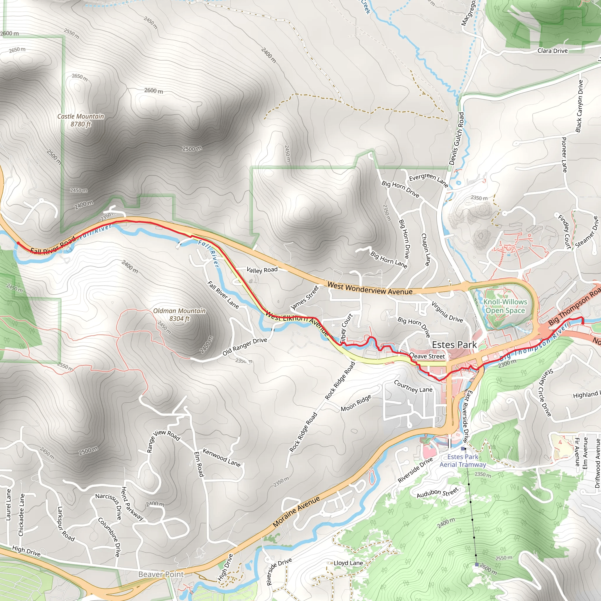 Fall River and Sensory Garden mobile static map