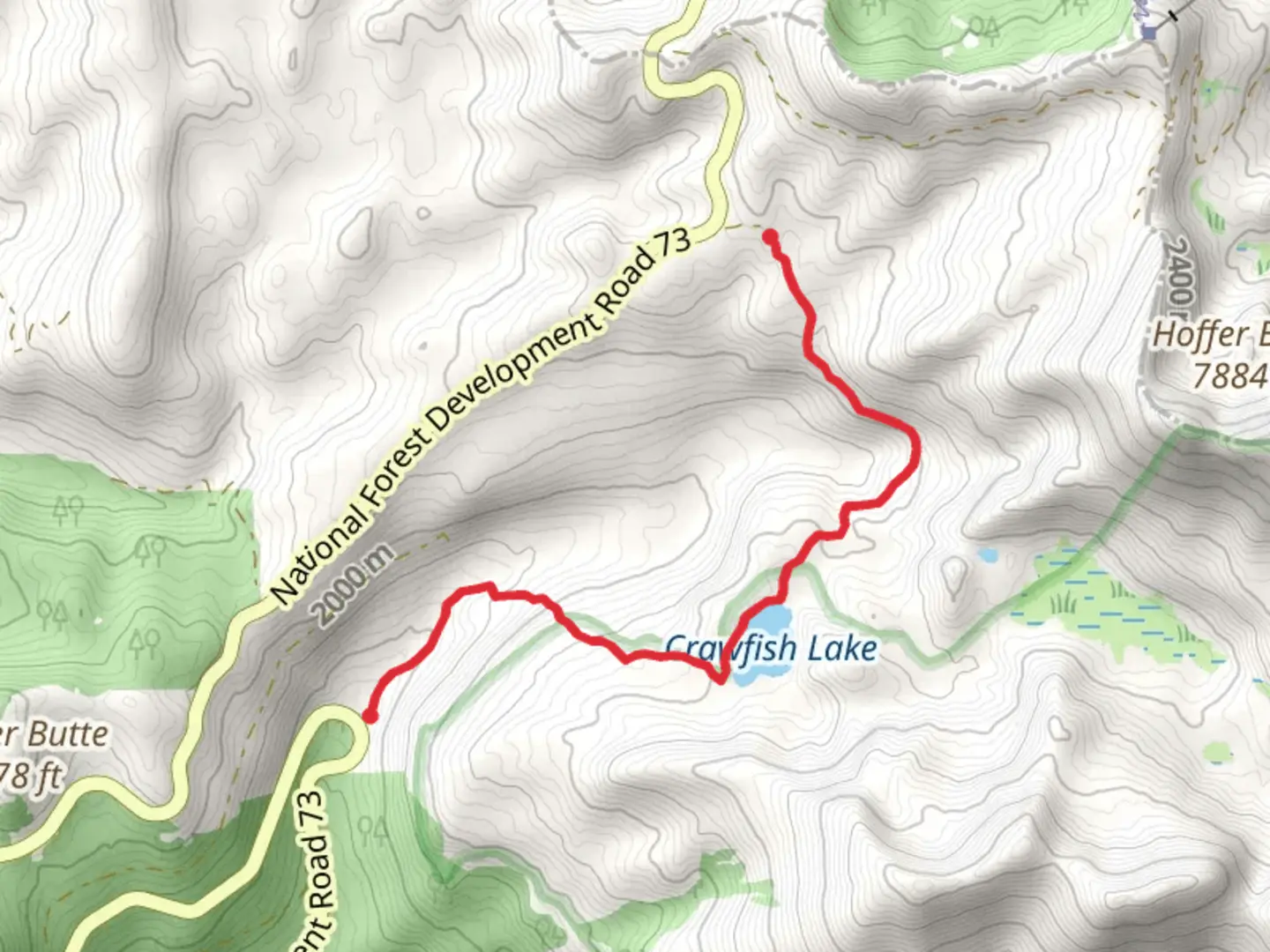 An image depicting the trail Crawfish Lake Trail and its surrounding area.