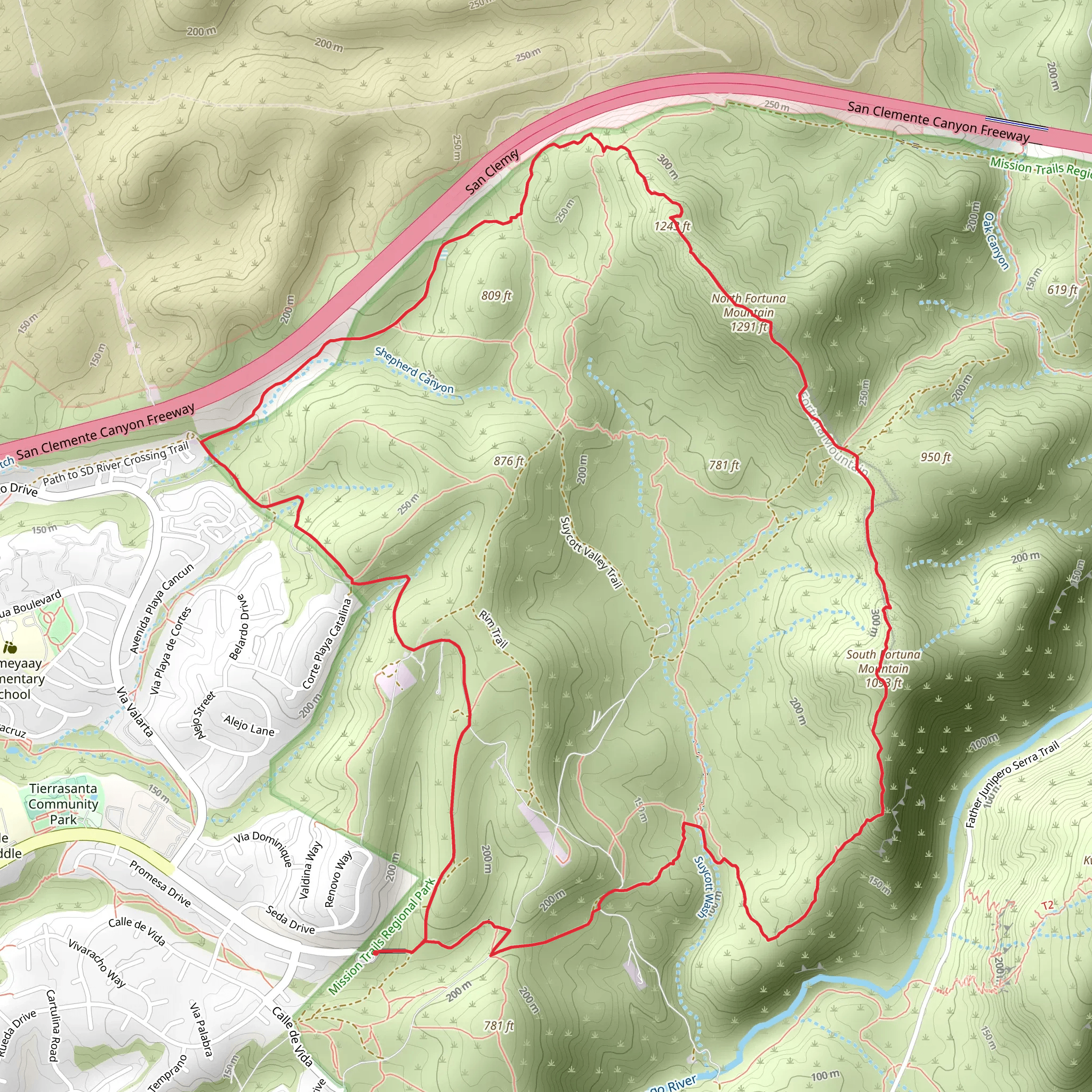 South and North Fortuna Mountain Loop Trail mobile static map