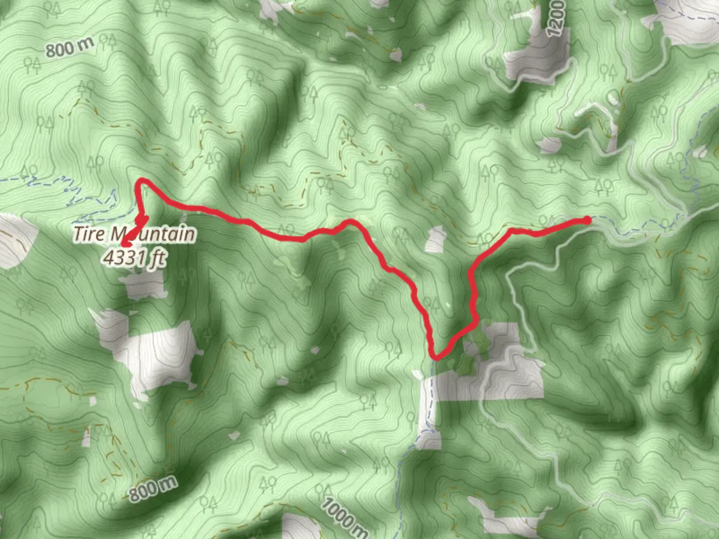 An image depicting the trail Tire Mountain via Alpine Trail and its surrounding area.