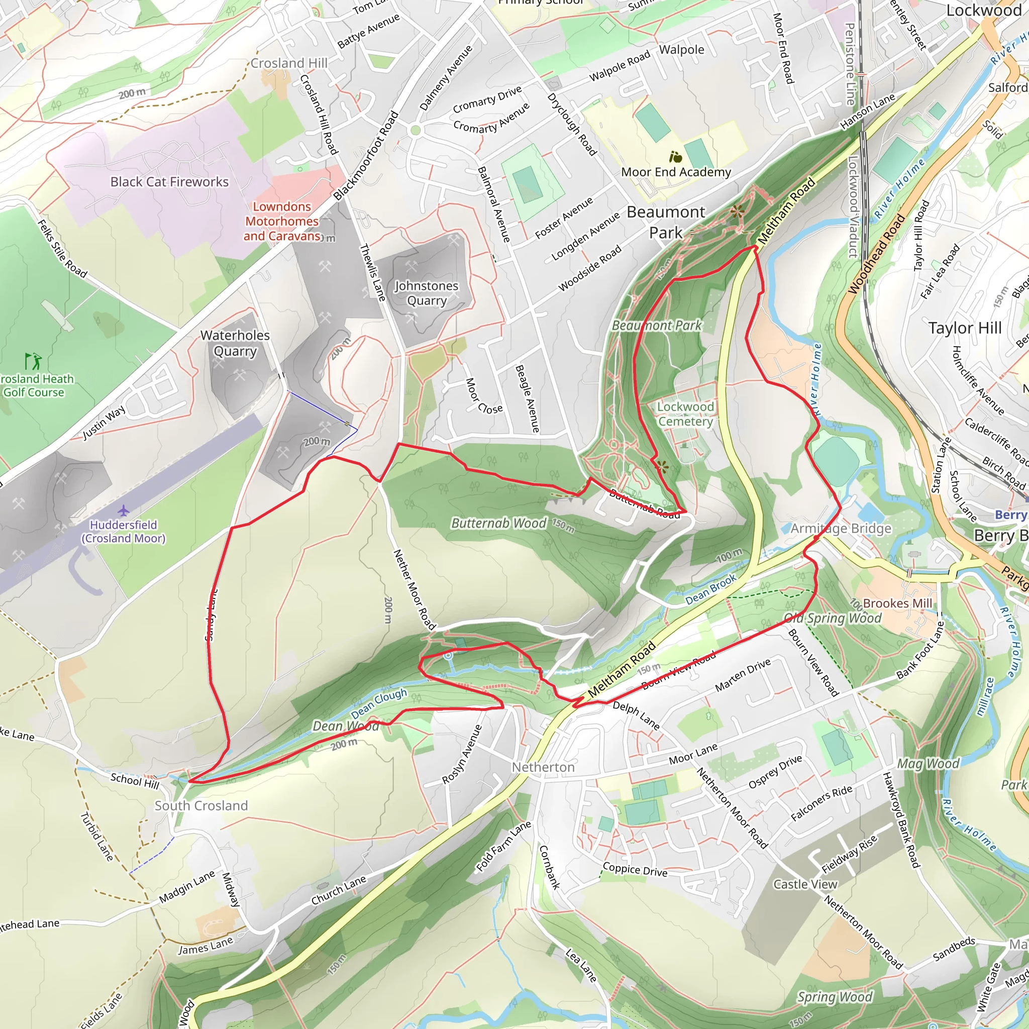 Beaumont Park and Dean Wood Loop mobile static map