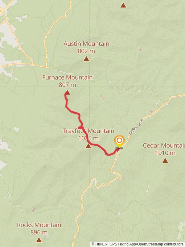 Furnace Mountain via Appalachian Trail mobile static map