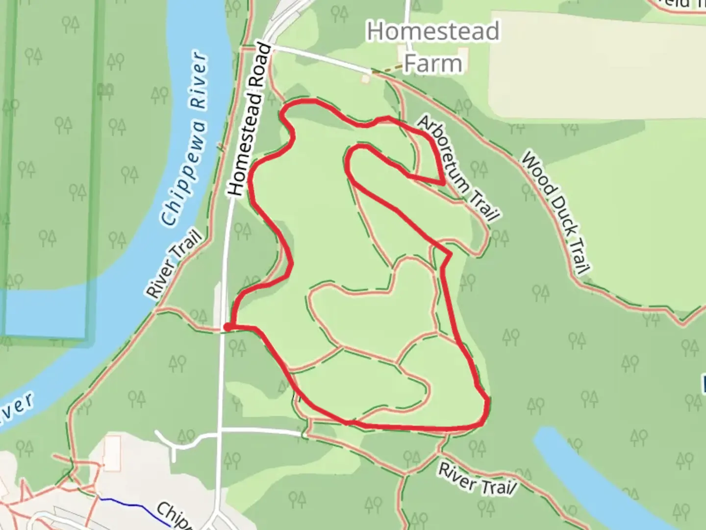 An image depicting the trail Homestead Road Loop and its surrounding area.