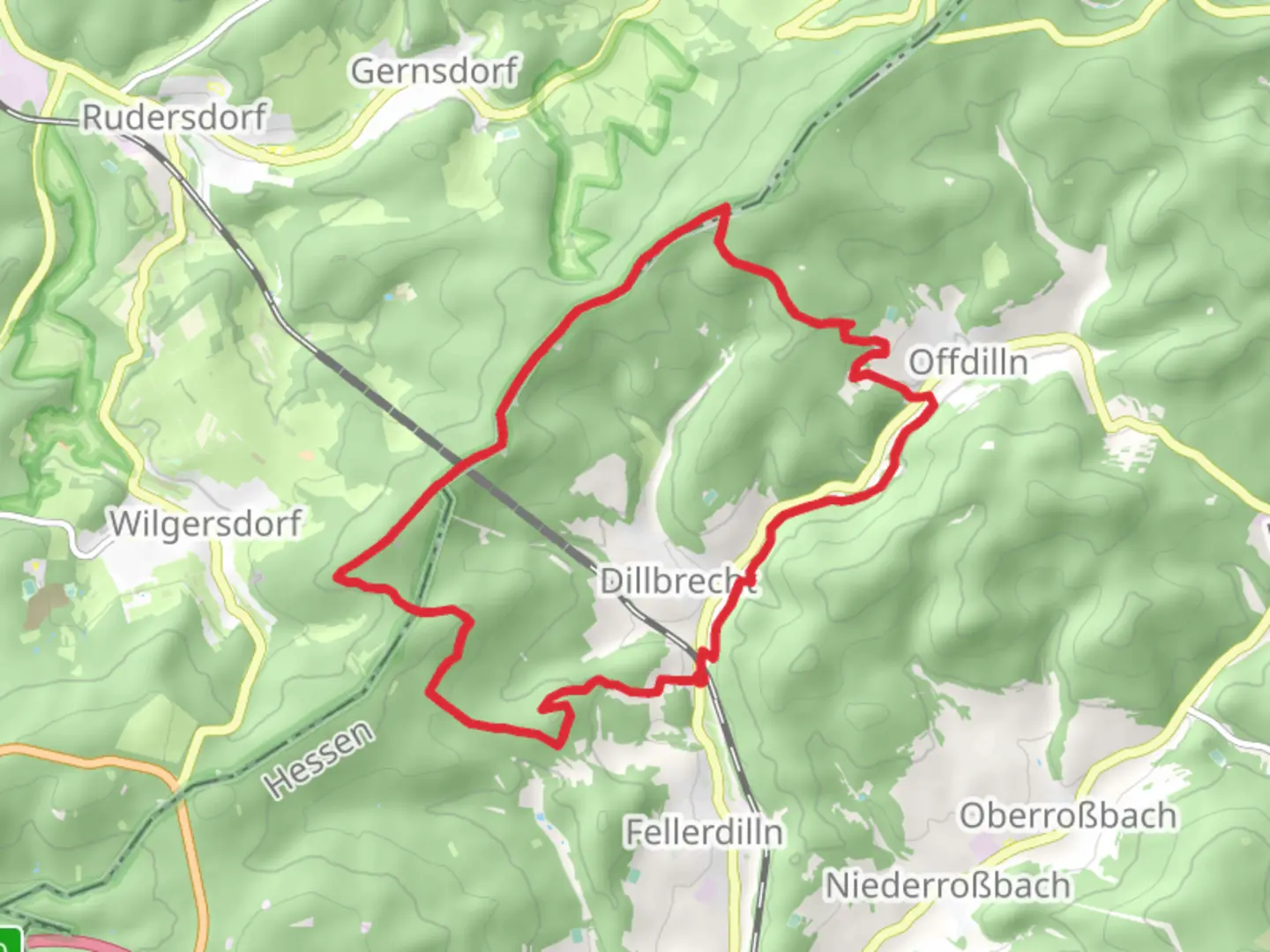 An image depicting the trail Dillbrecht Loop via Tiefenrother Hohe and its surrounding area.