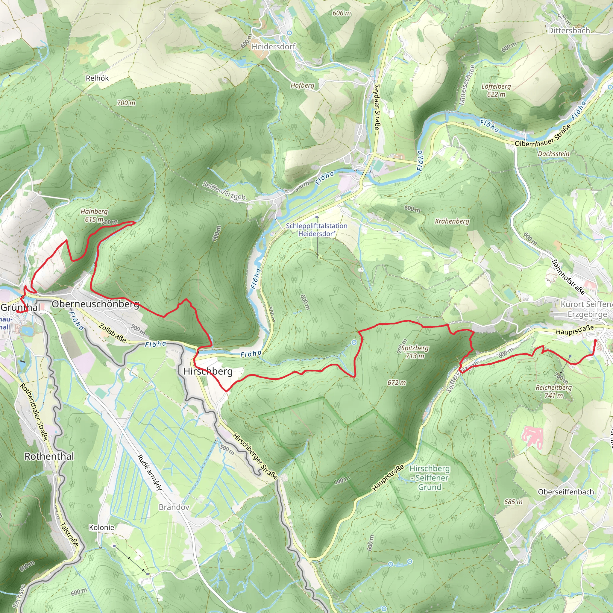 Erzgebirge to Gruenthal via Seiffen Tour mobile static map