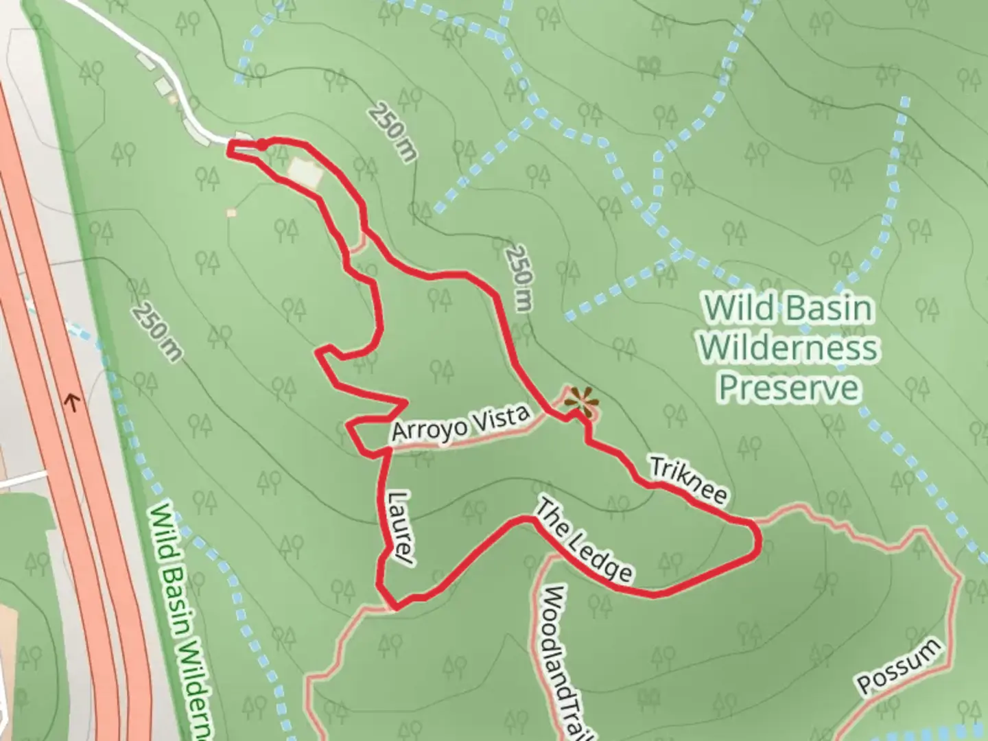 An image depicting the trail Arroyo Vista and Laurel Loop and its surrounding area.
