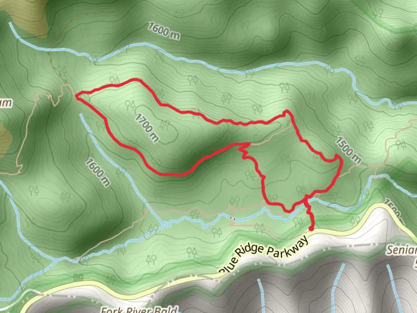 An image depicting the trail Graveyard Fields, Graveyard Ridge and Mountains-to-Sea Loop Trail and its surrounding area.