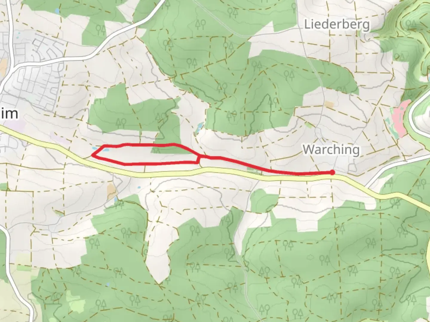 An image depicting the trail Gailach Streamside Loop - Warching and its surrounding area.