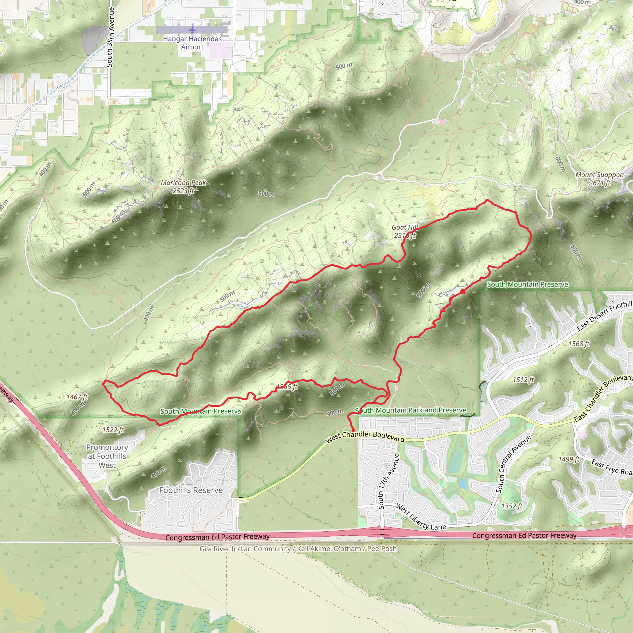 Pyramid, Bursera and Goat Hill Loop Trail mobile static map