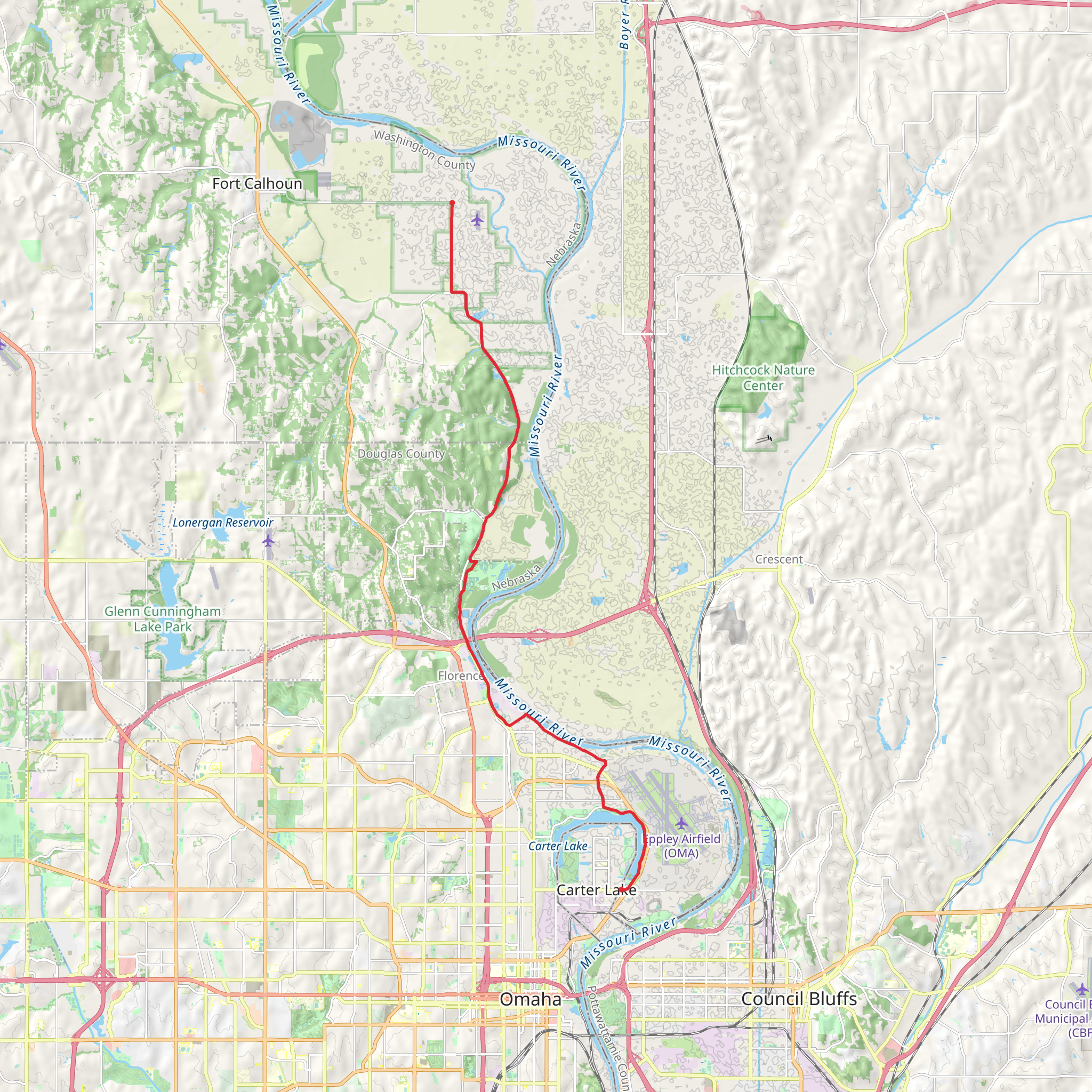 Omaha Riverfront Trail mobile static map