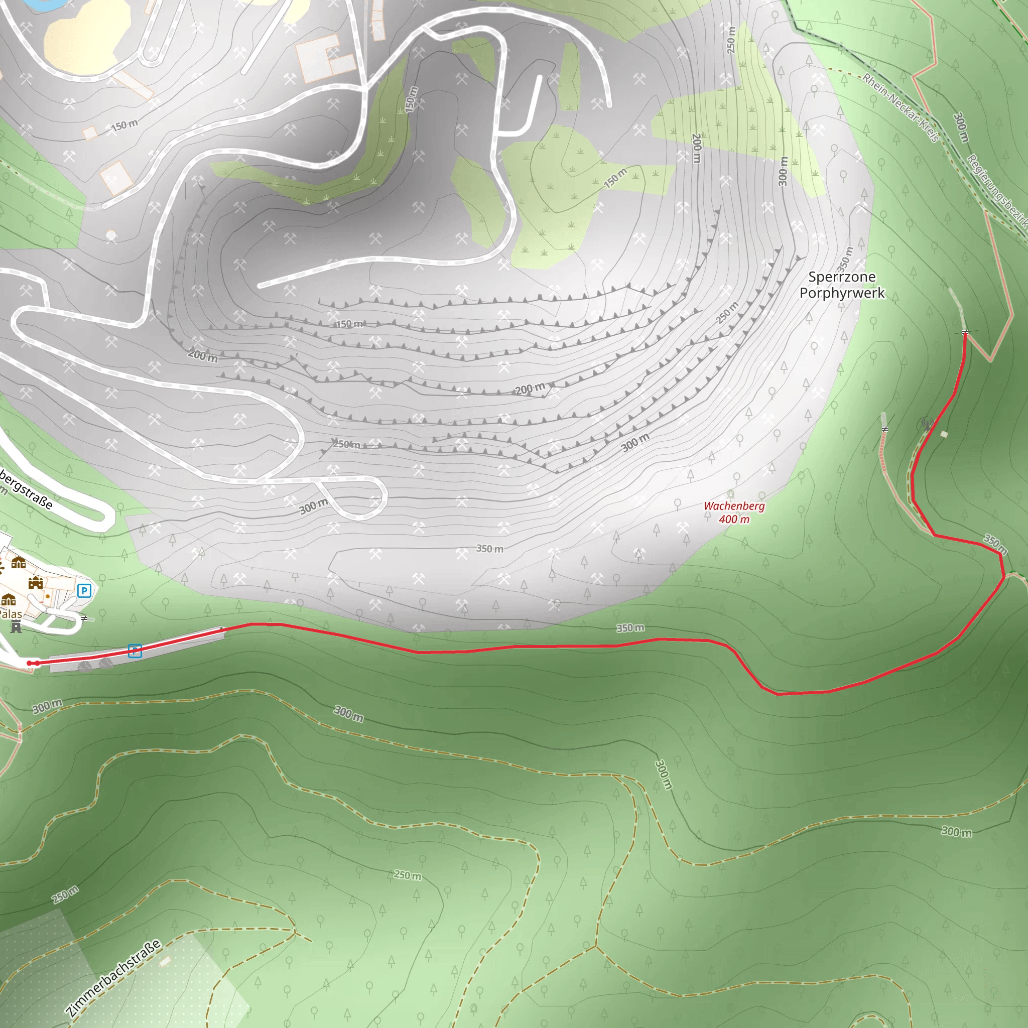 Wachenberg via Burgensteig Bergstrasse mobile static map