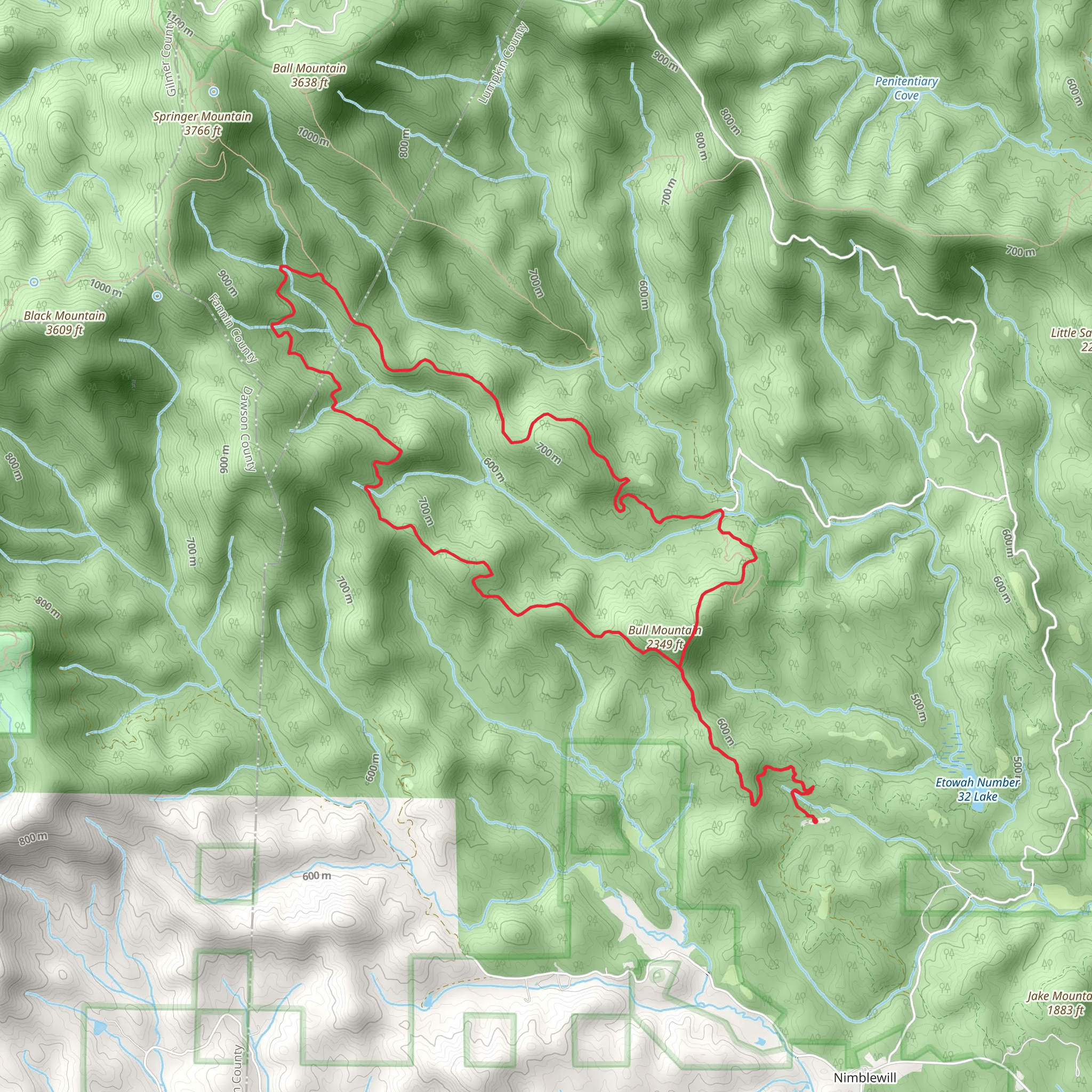Bull Mountain and Saddle Back Loop Trail mobile static map