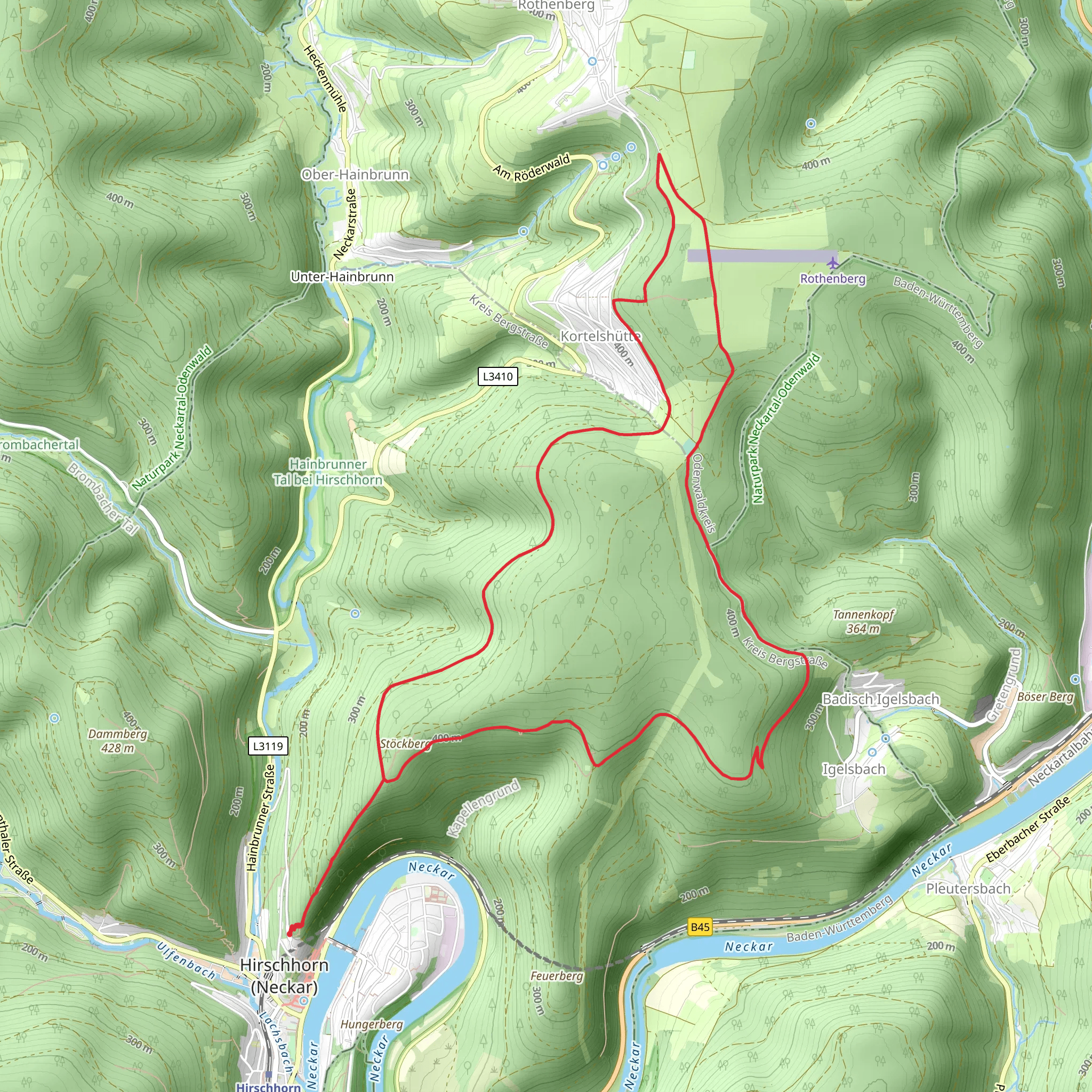 Neckarsteig and Hessenweg mobile static map