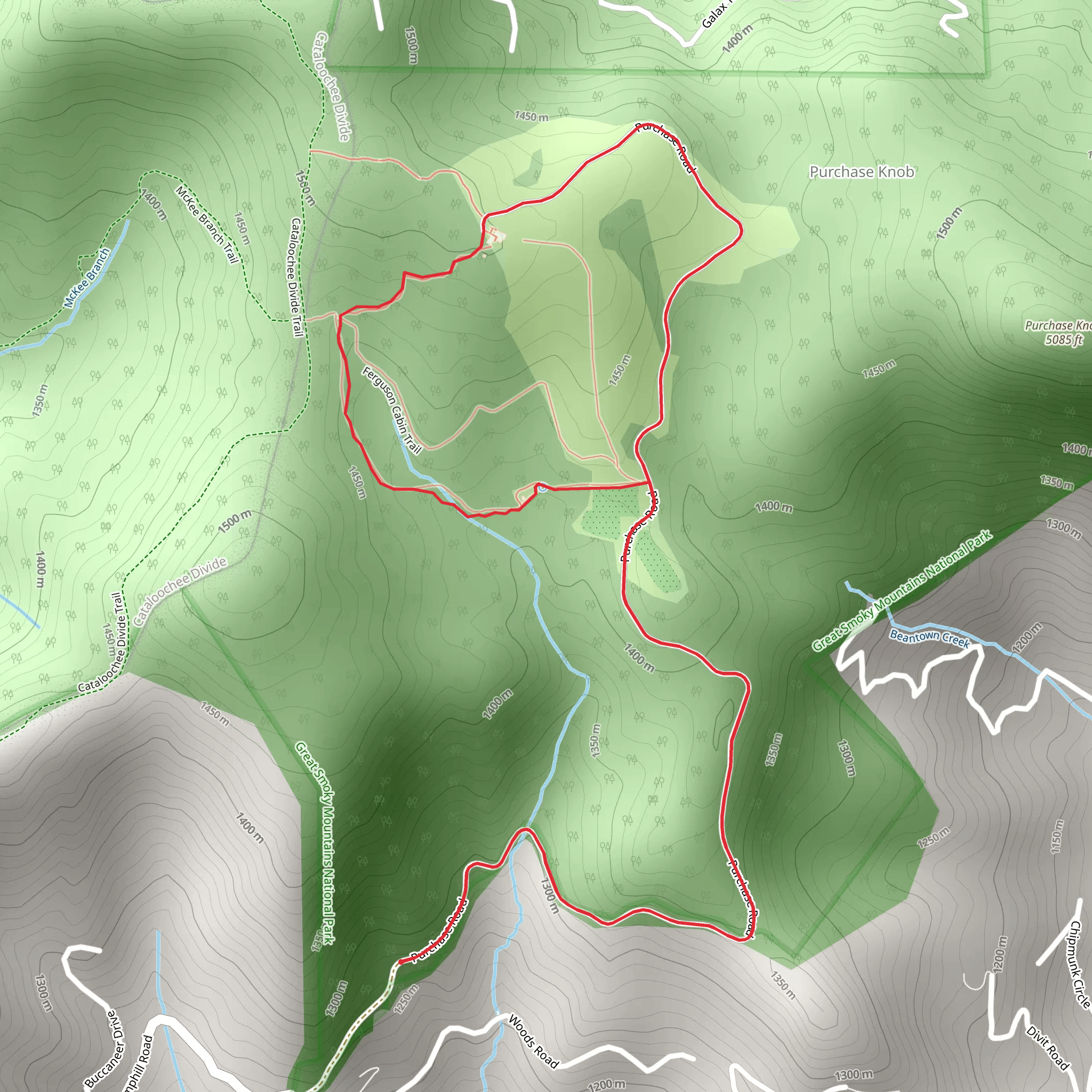 Purchase Road and Ferguson Cabin Loop Trail mobile static map
