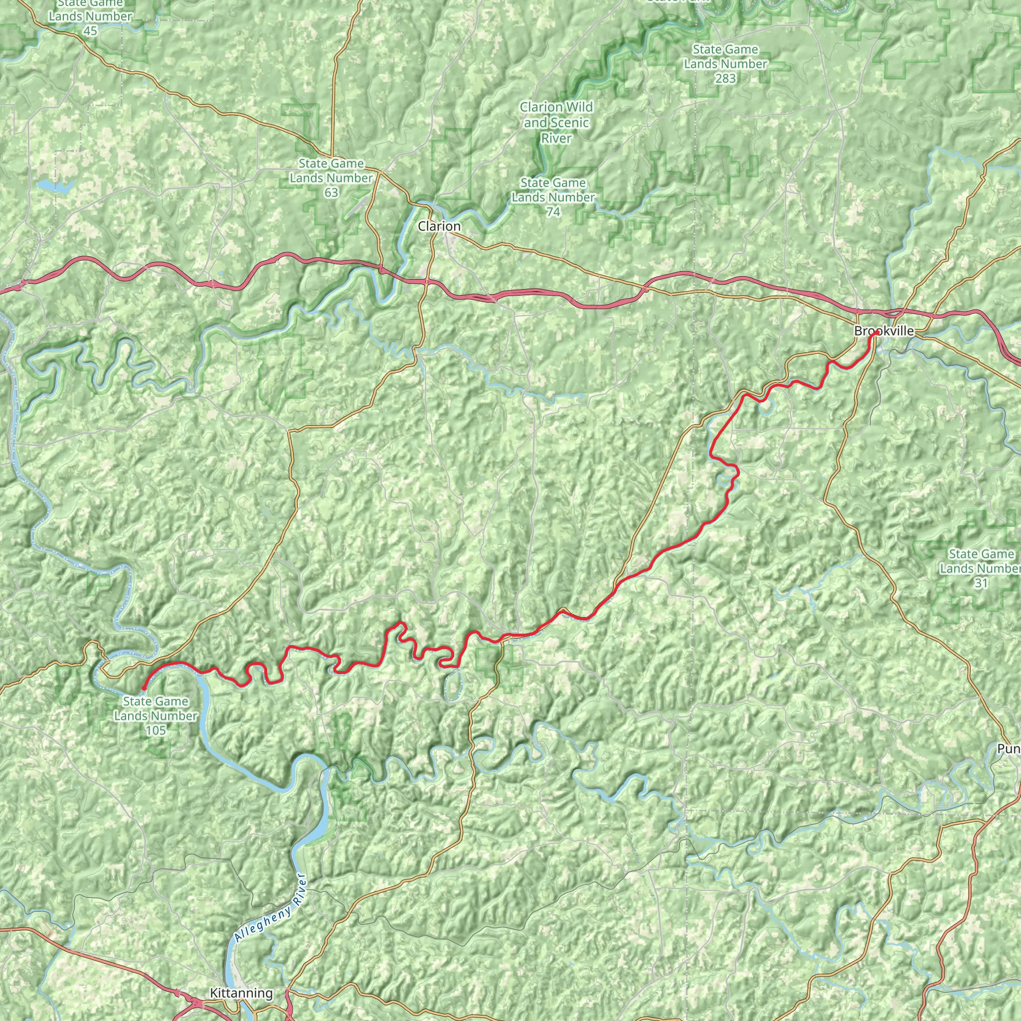 Brookville to Phillipston via Redbank Valley Trail mobile static map