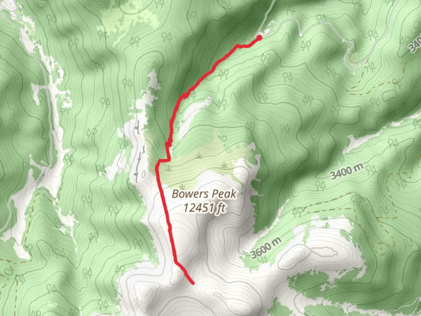 An image depicting the trail Bower's Peak Trail and its surrounding area.
