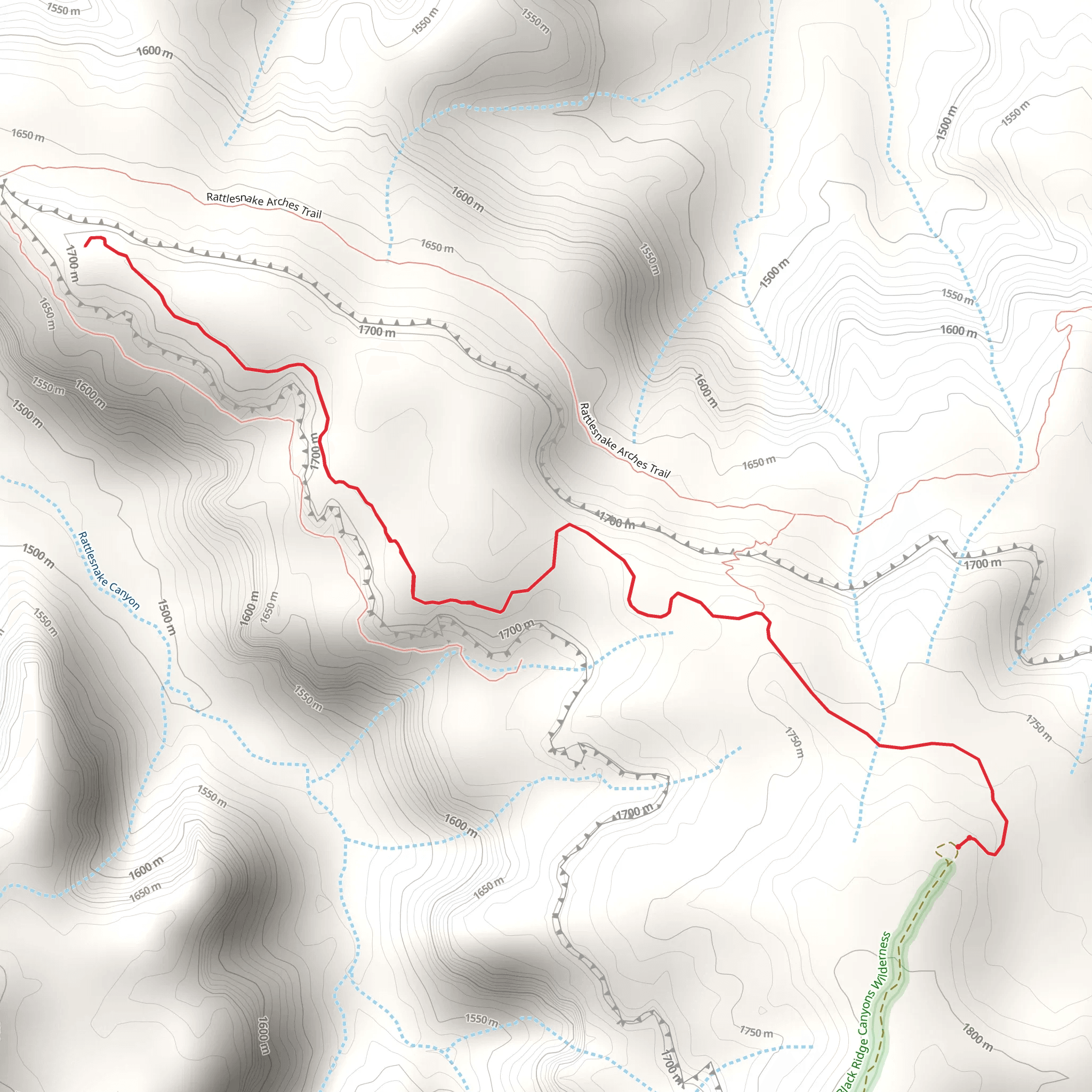 Cedar Tree Arch via Rattlesnake Arches Trail Center mobile static map