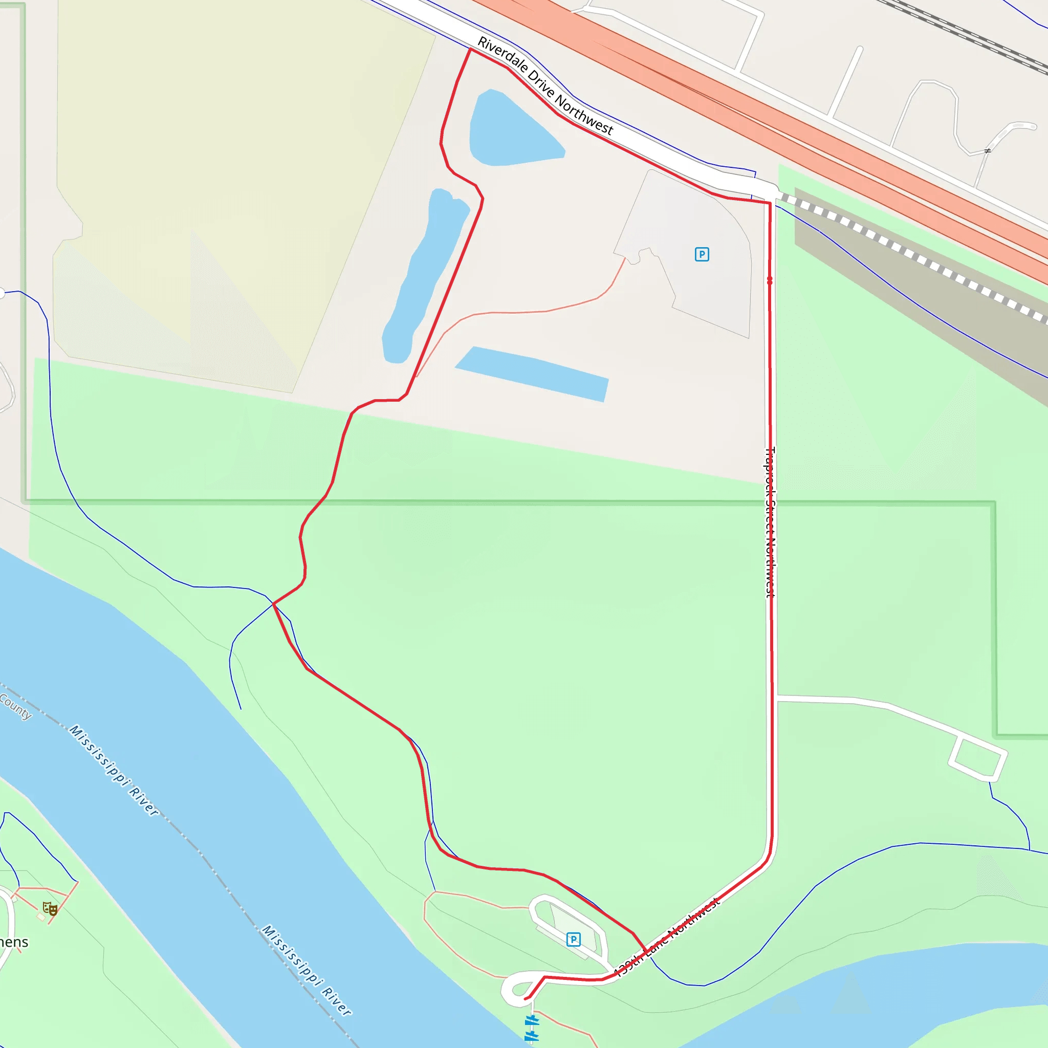 Mississippi West Regional Park Loop mobile static map