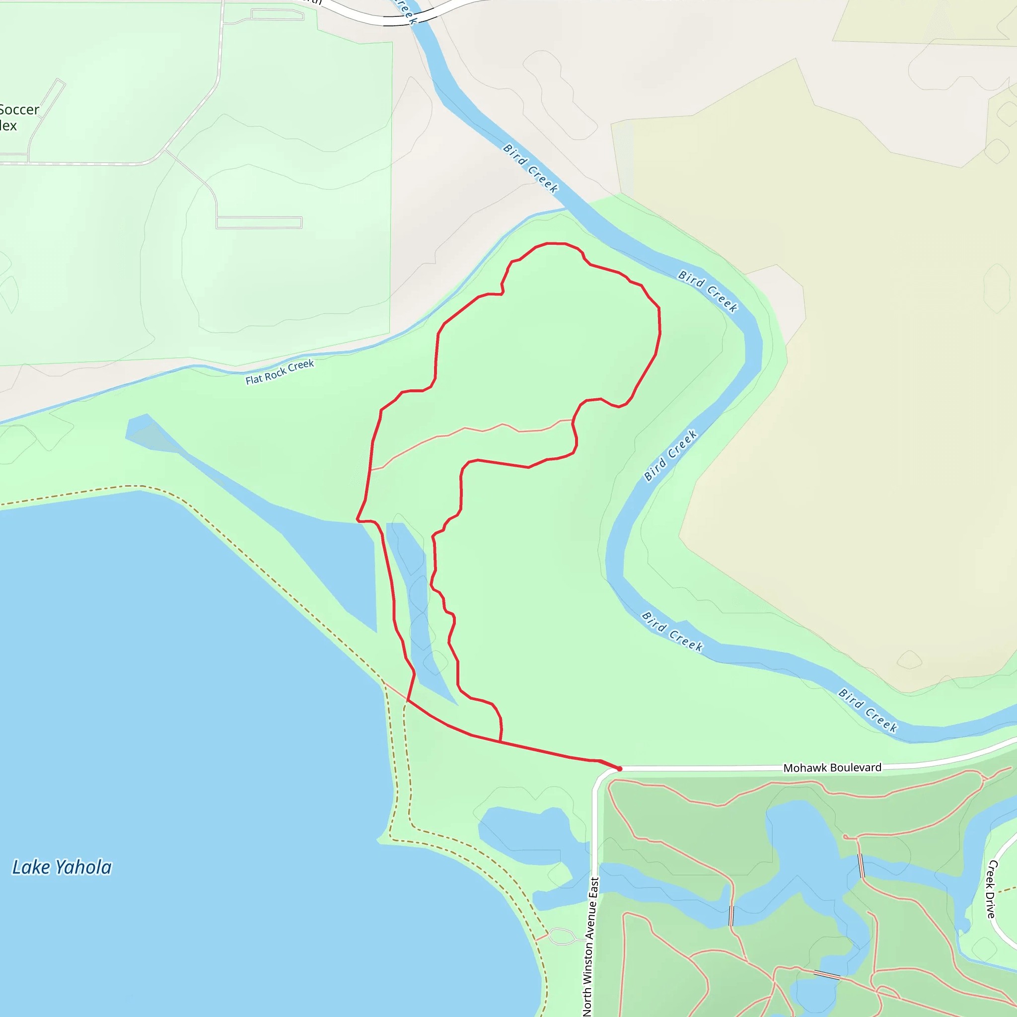 Loop around Bird Creek from Mohawk Boulevard mobile static map