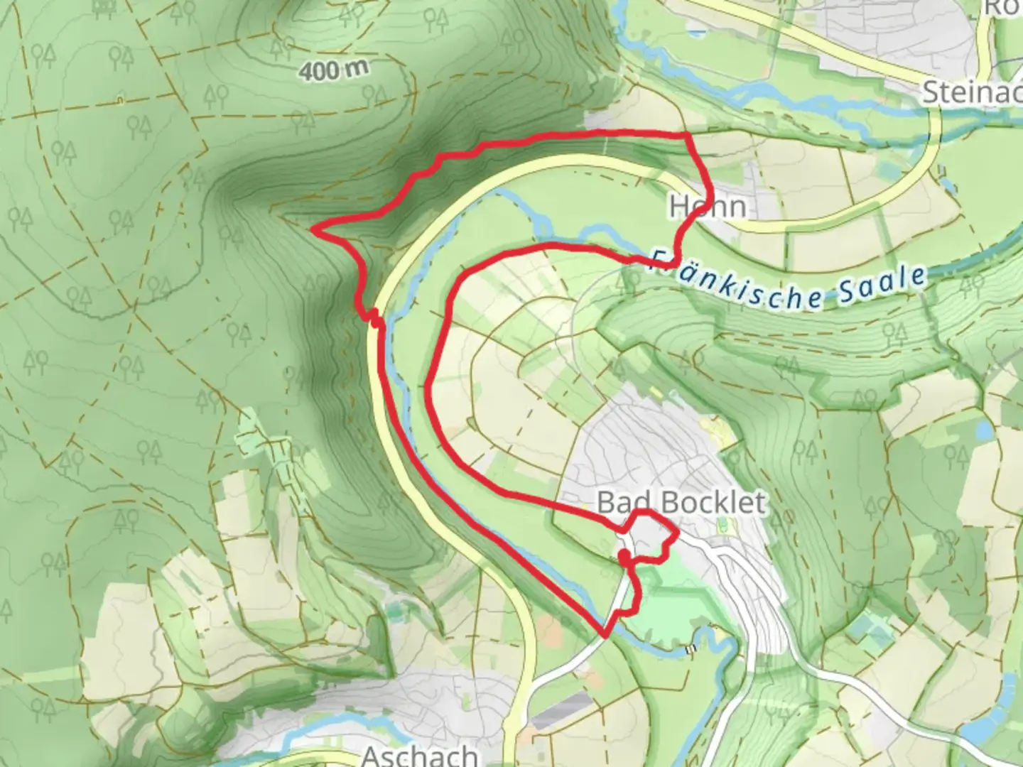 An image depicting the trail Bad Bocklet Rundweg and its surrounding area.