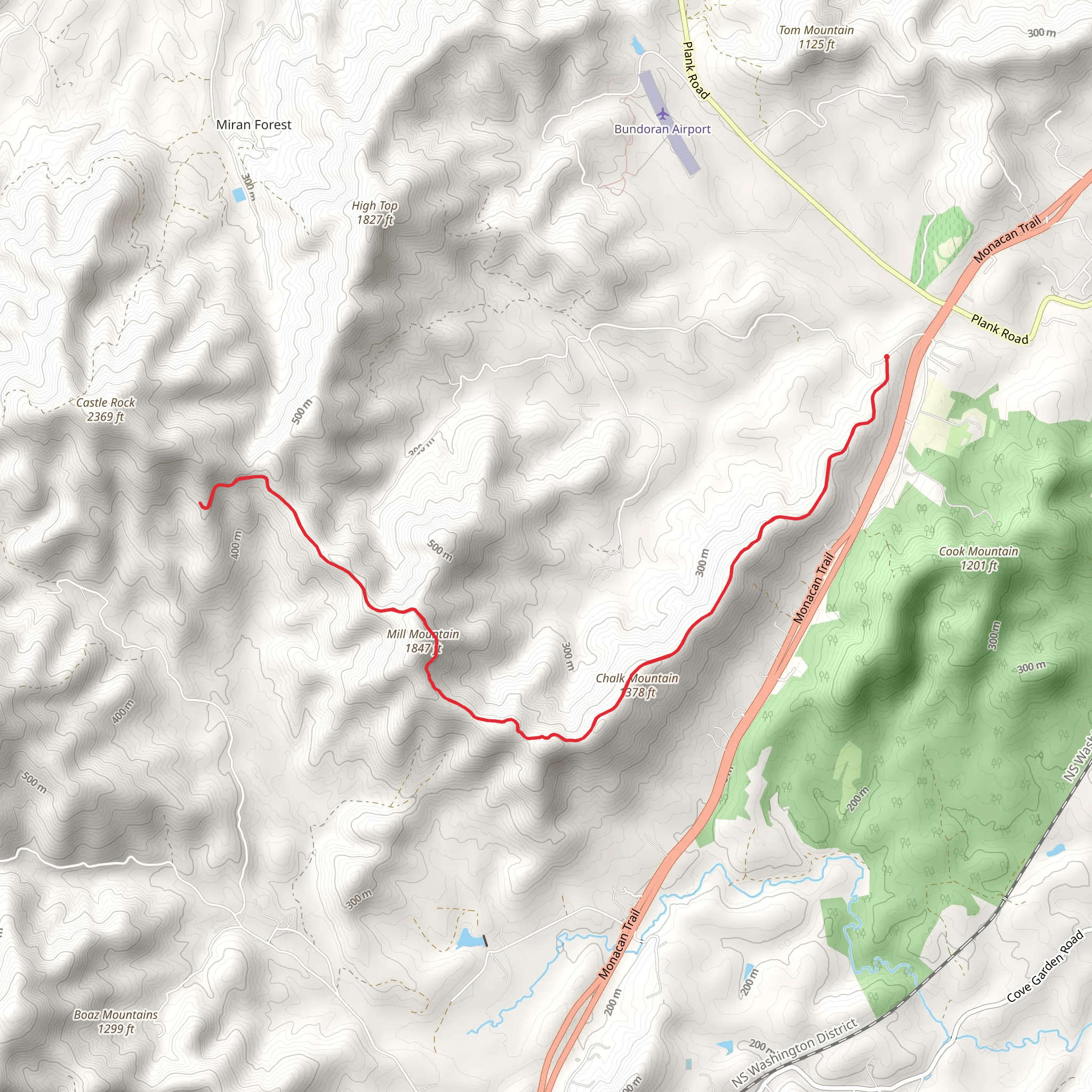 Chalk Mountain and Mill Mountain via Chalk Mountain Trail mobile static map