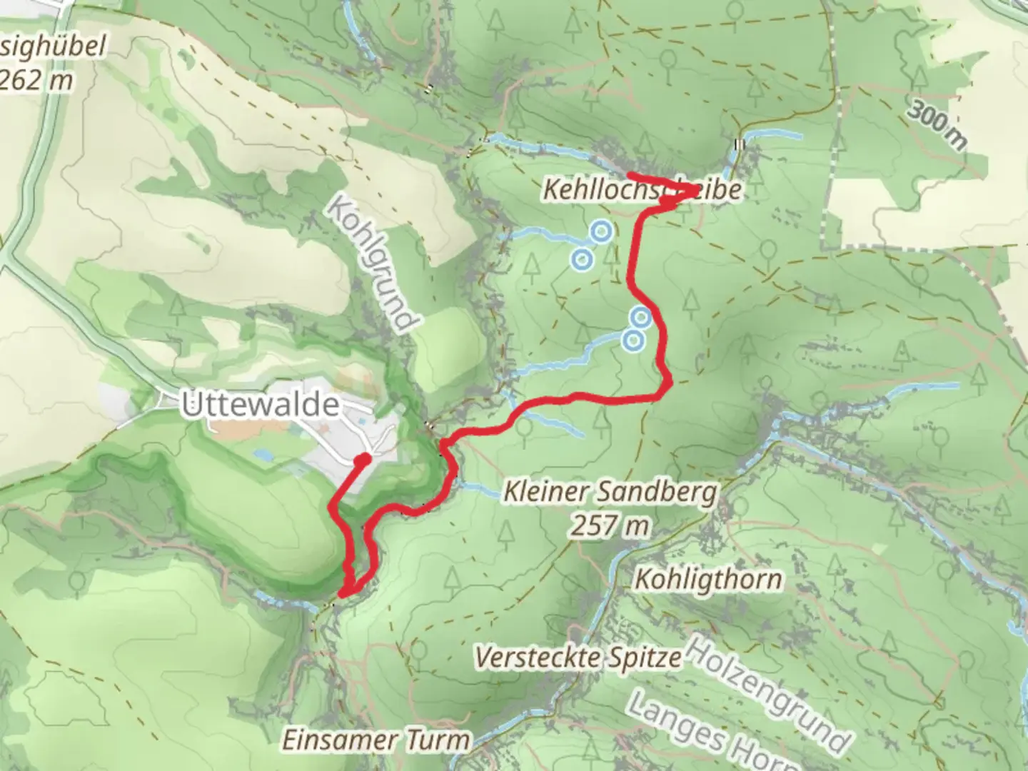An image depicting the trail Kehllochscheibe Walk via Gelber Strich and its surrounding area.