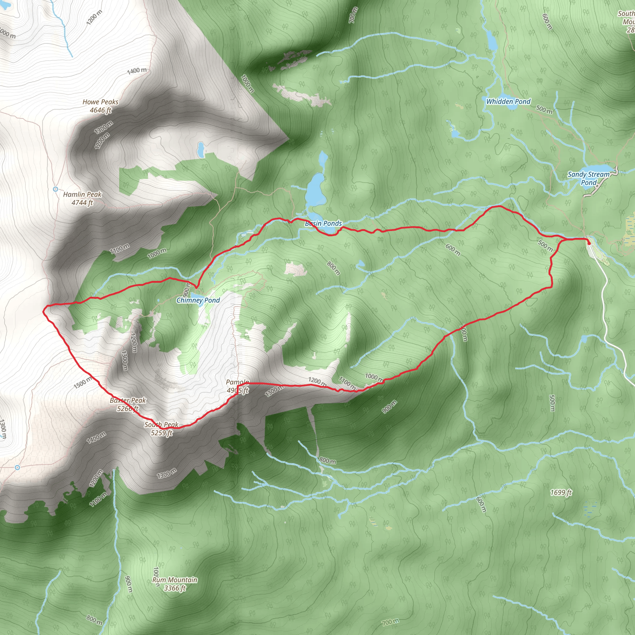 Chimney Pond Trail Loop via Mount Katahdin mobile static map