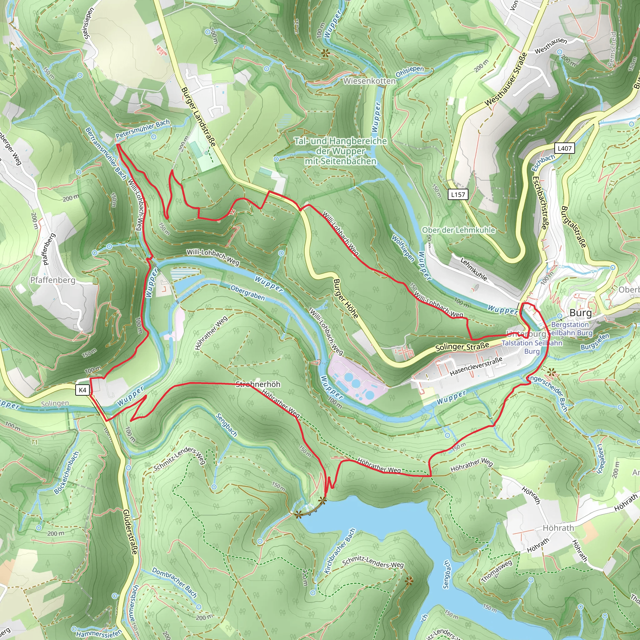 Hermann Lohnsdenkmal, River Wupper and Sengbachtalsperre Loop mobile static map