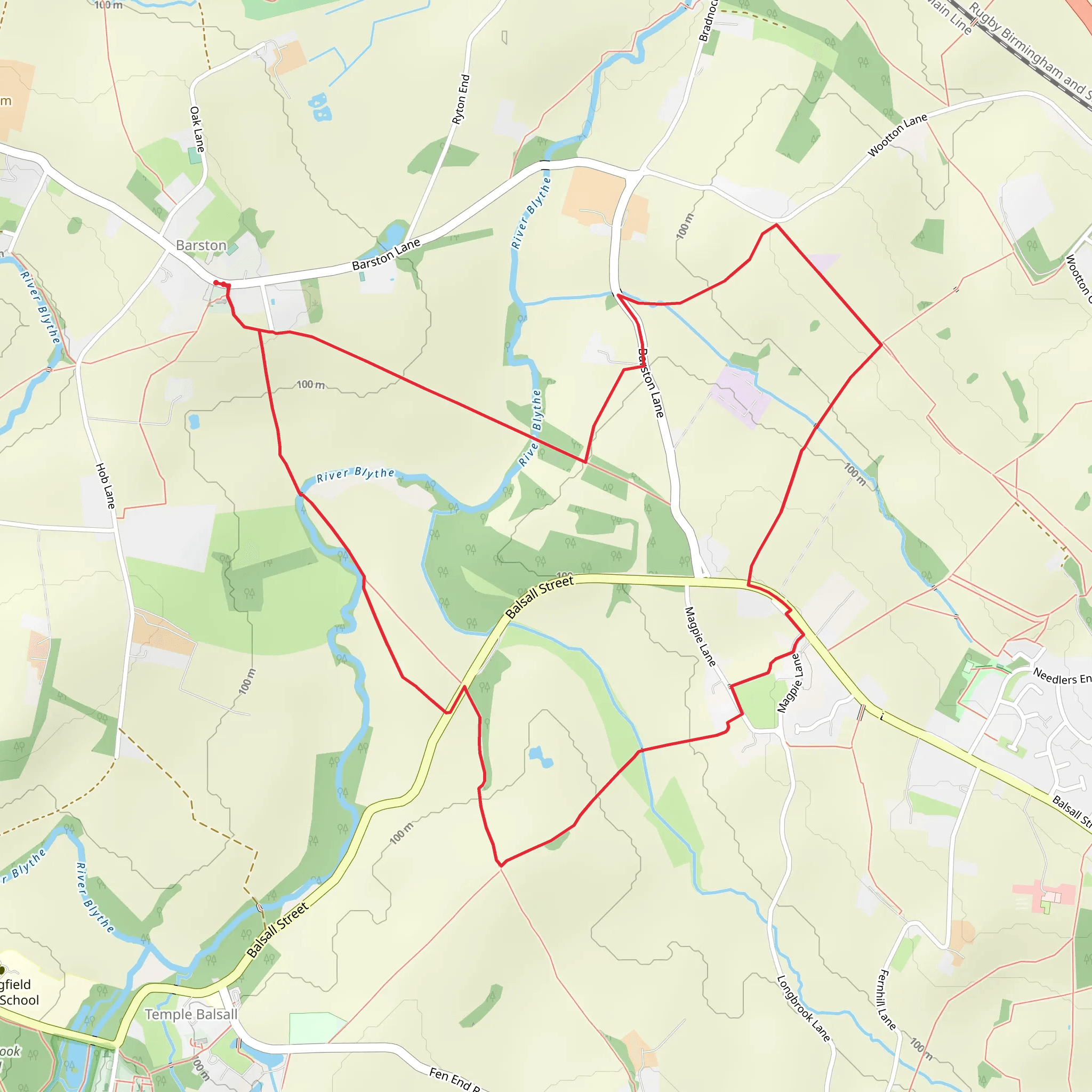 Circular Walk from Barston mobile static map