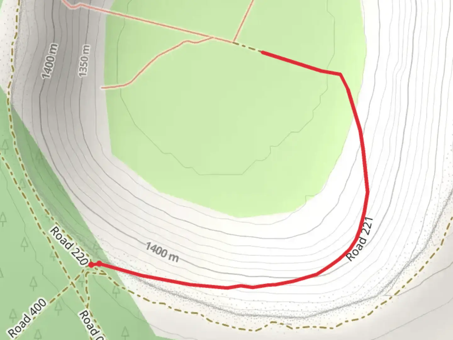 An image depicting the trail Road 221 Trail and its surrounding area.