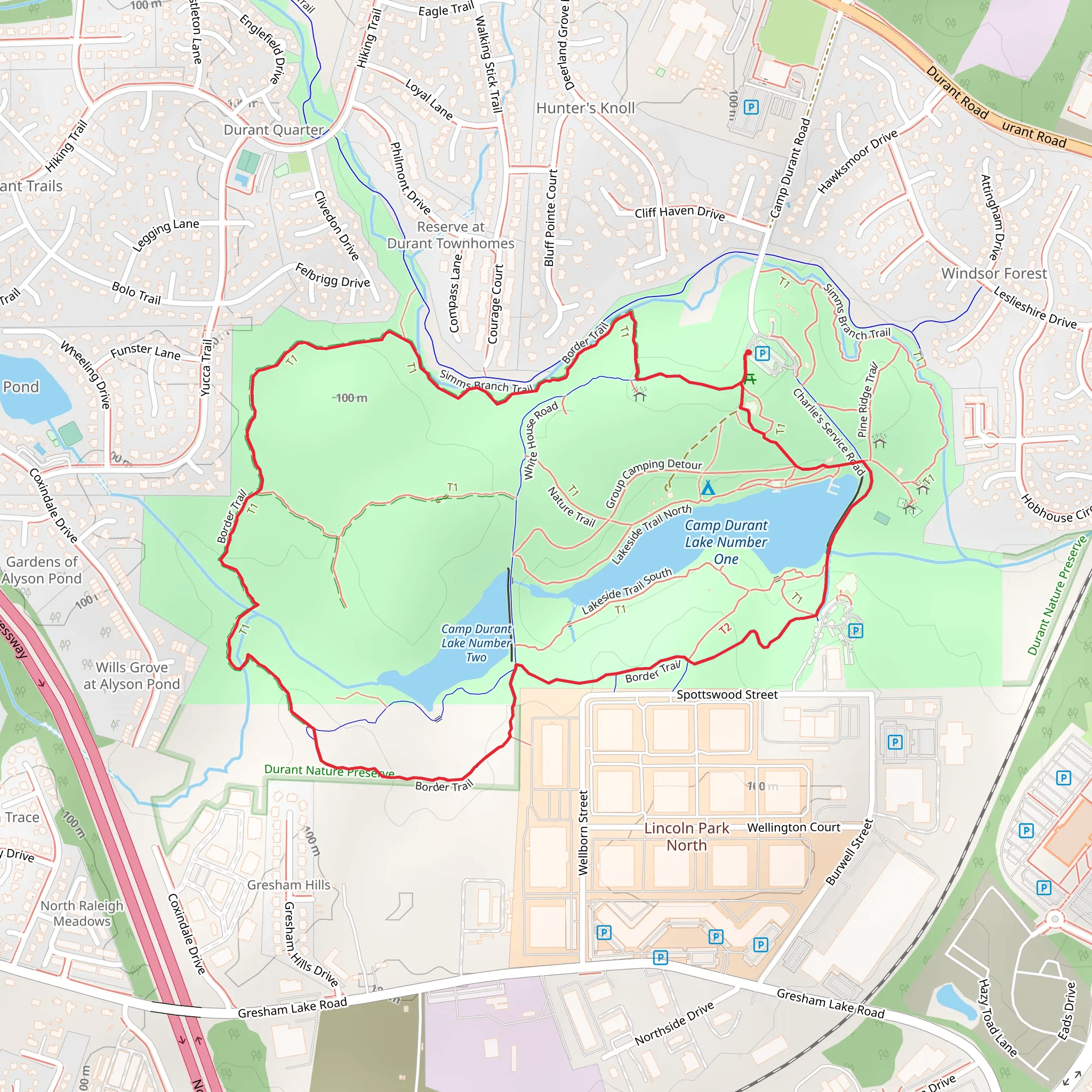 Camp Durant Lakes Loop mobile static map
