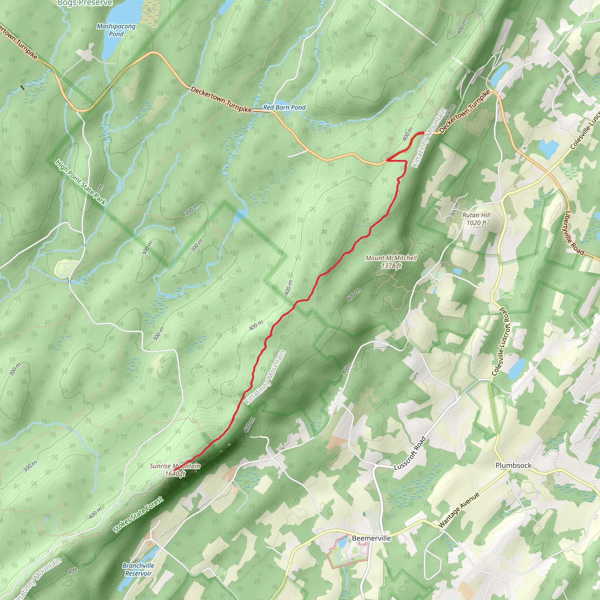 Sunrise Mountain via Appalachian Trail mobile static map