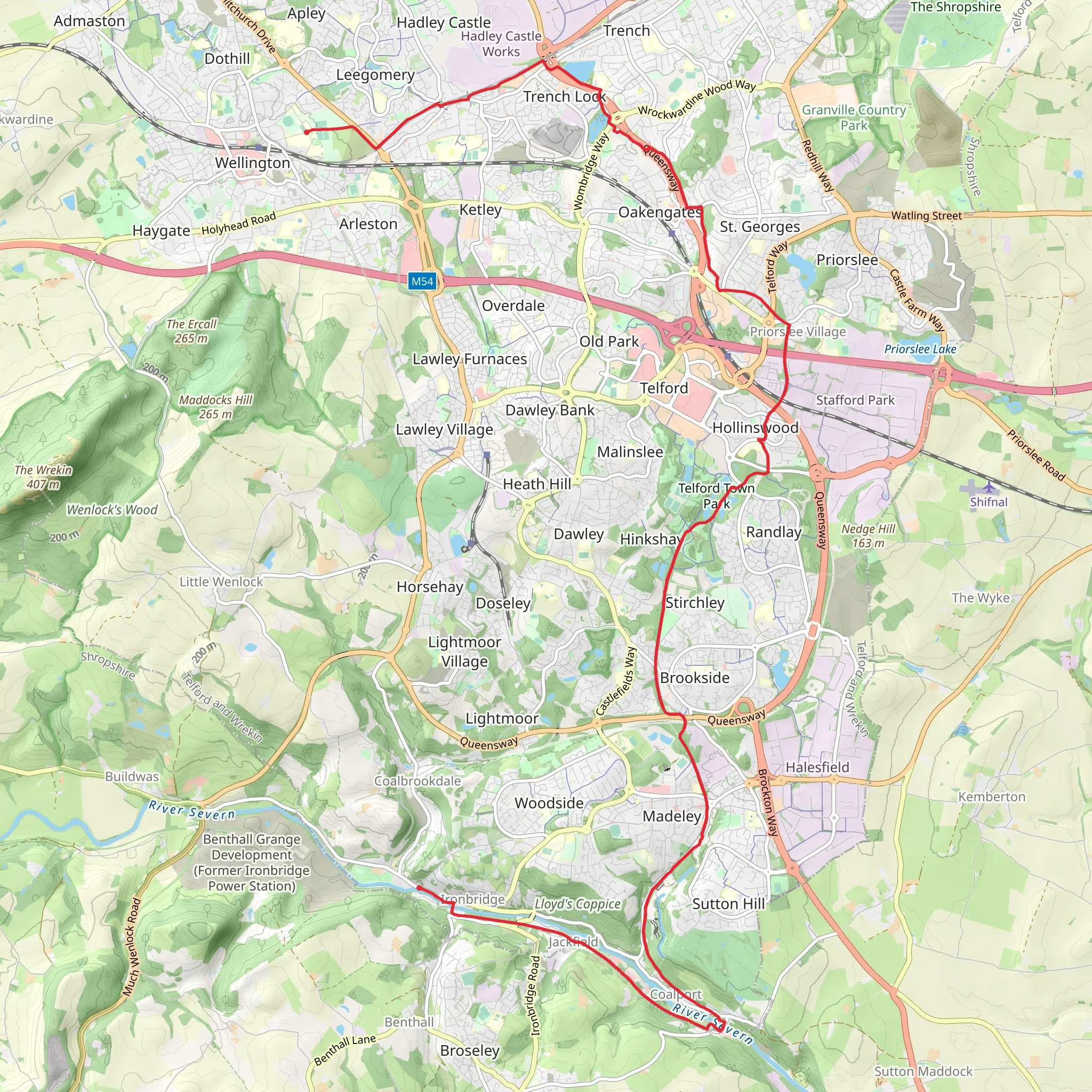 Telford Town Park and Blists Hill Victorian Town mobile static map
