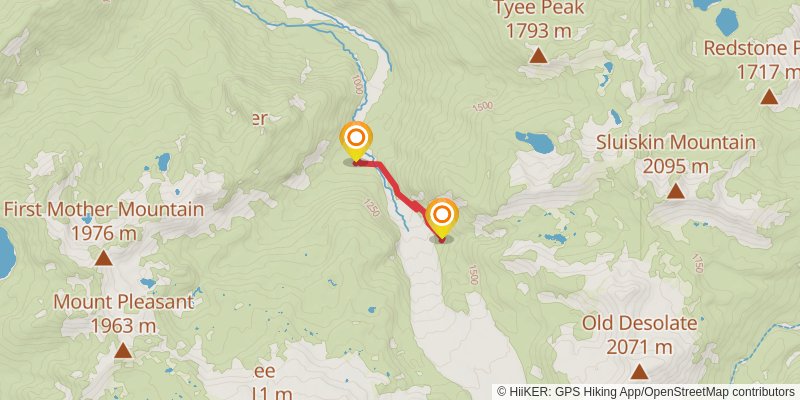 Mowich Lake to Mystic Lake Trail stage 2 Map