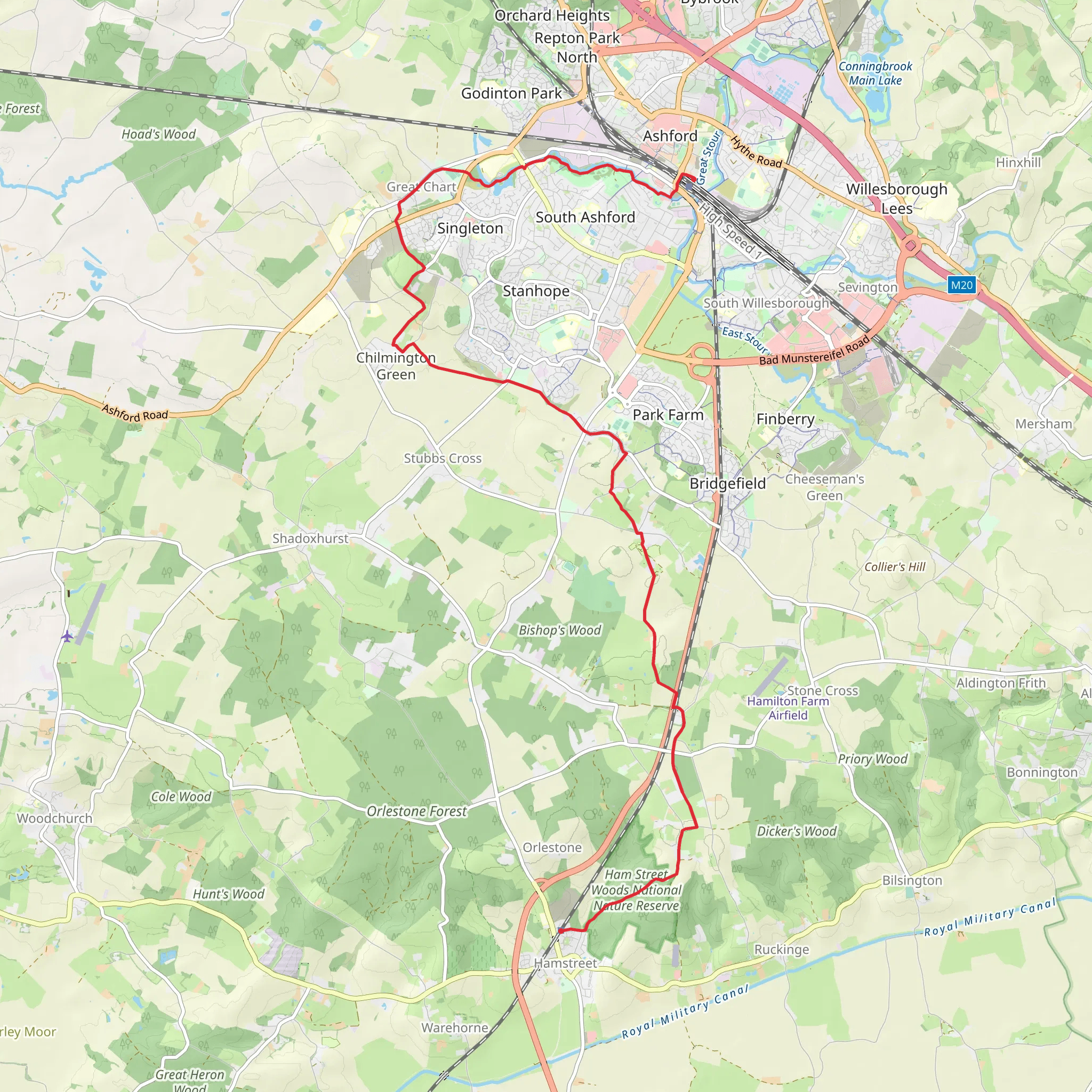 Ham Street to Ashford Walk mobile static map