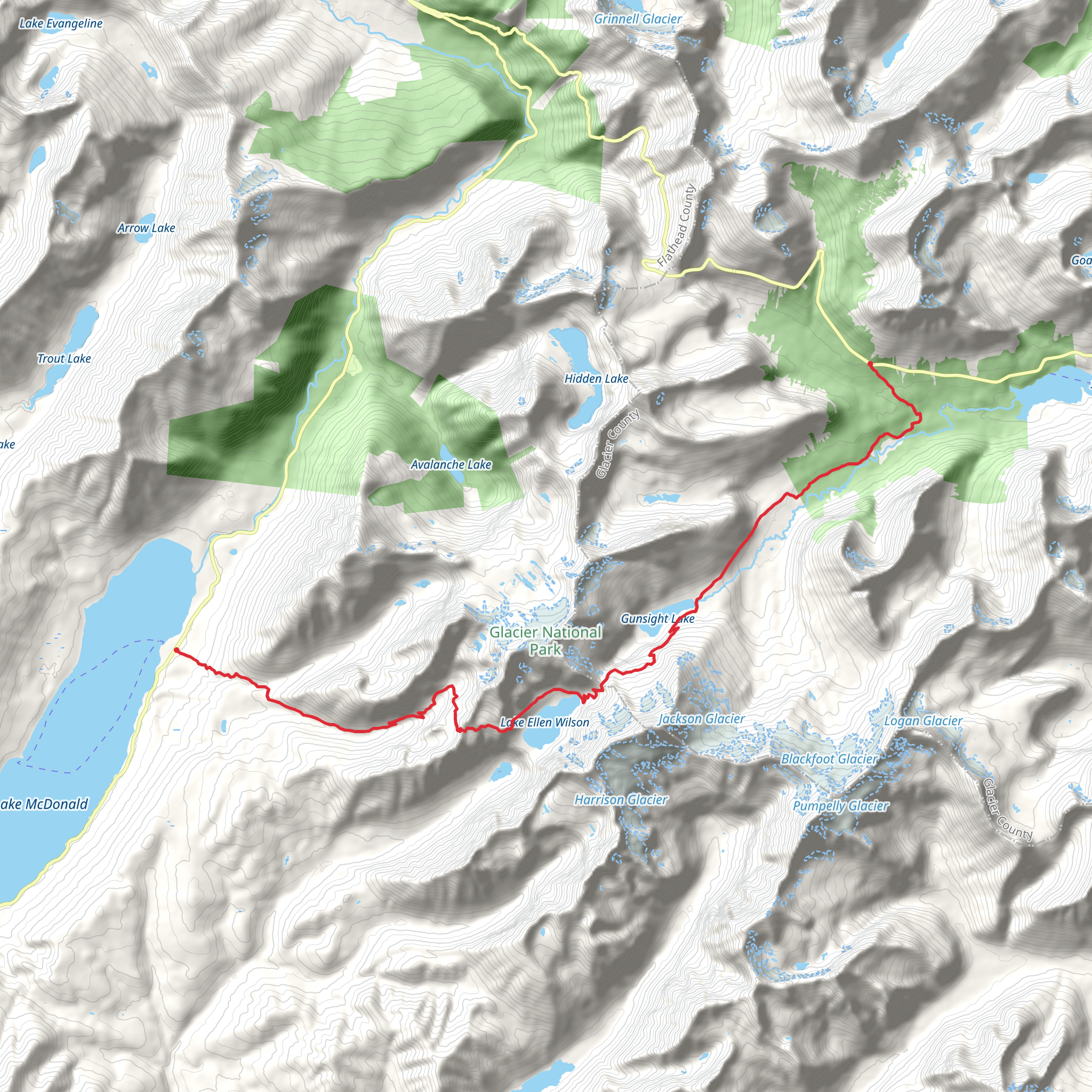 Gunsight Pass Trail mobile static map