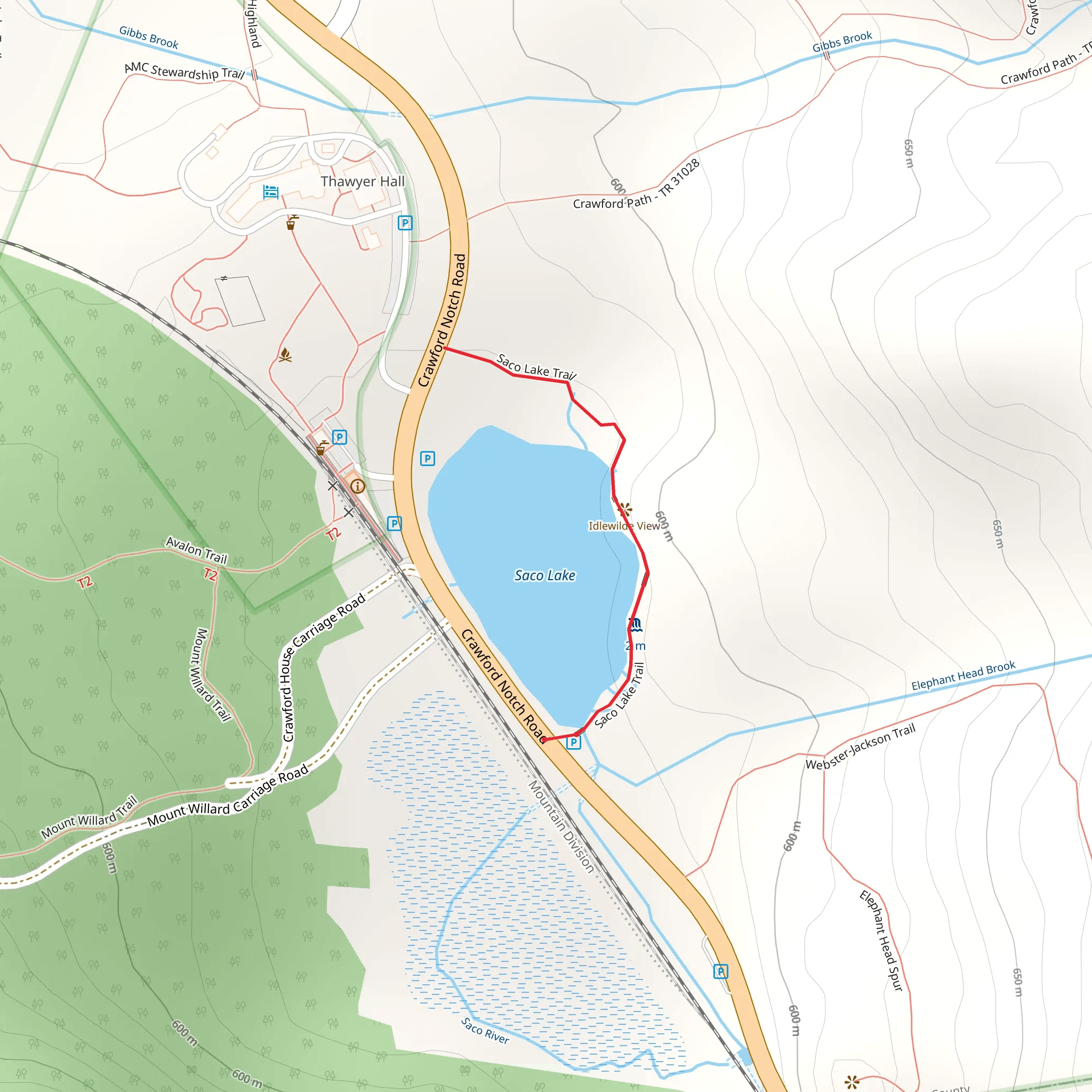 Saco Lake Trail mobile static map
