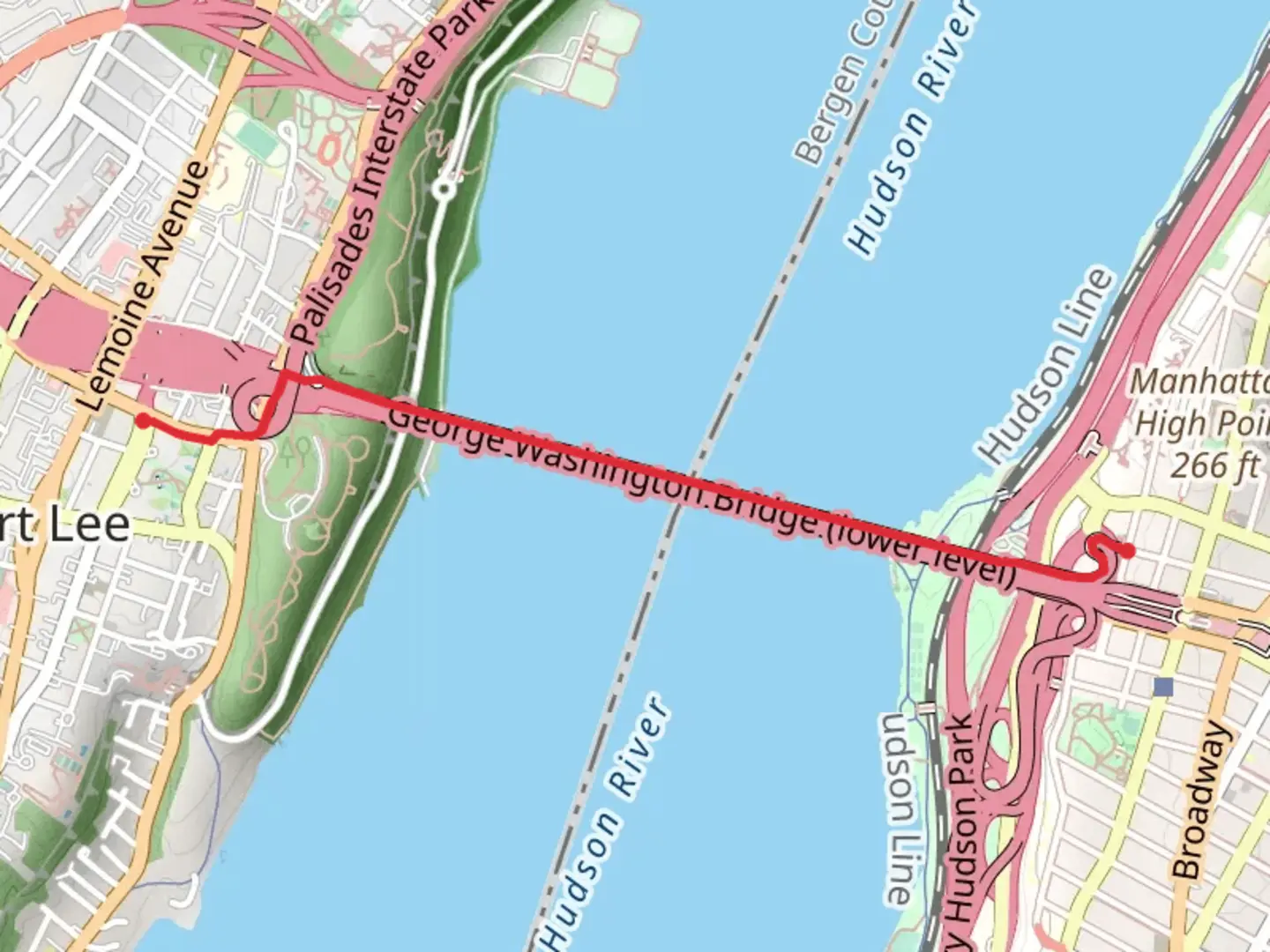 An image depicting the trail George Washington Bridge Northern Path and its surrounding area.