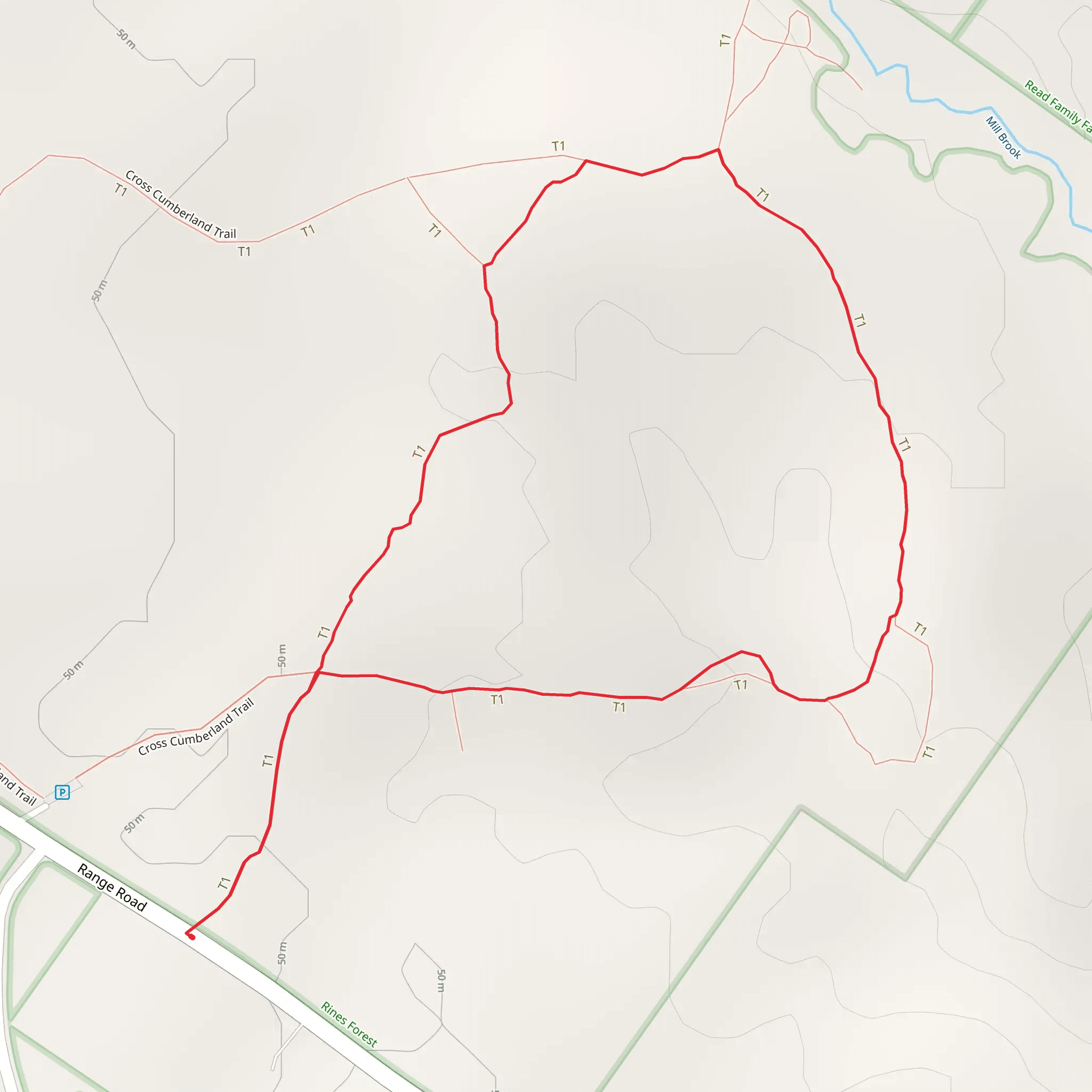 Cumberland Trail Loop mobile static map