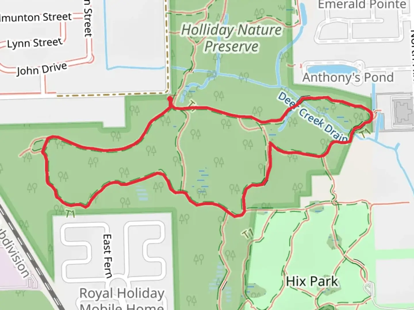 An image depicting the trail Tulip and Beech Loop Trail and its surrounding area.