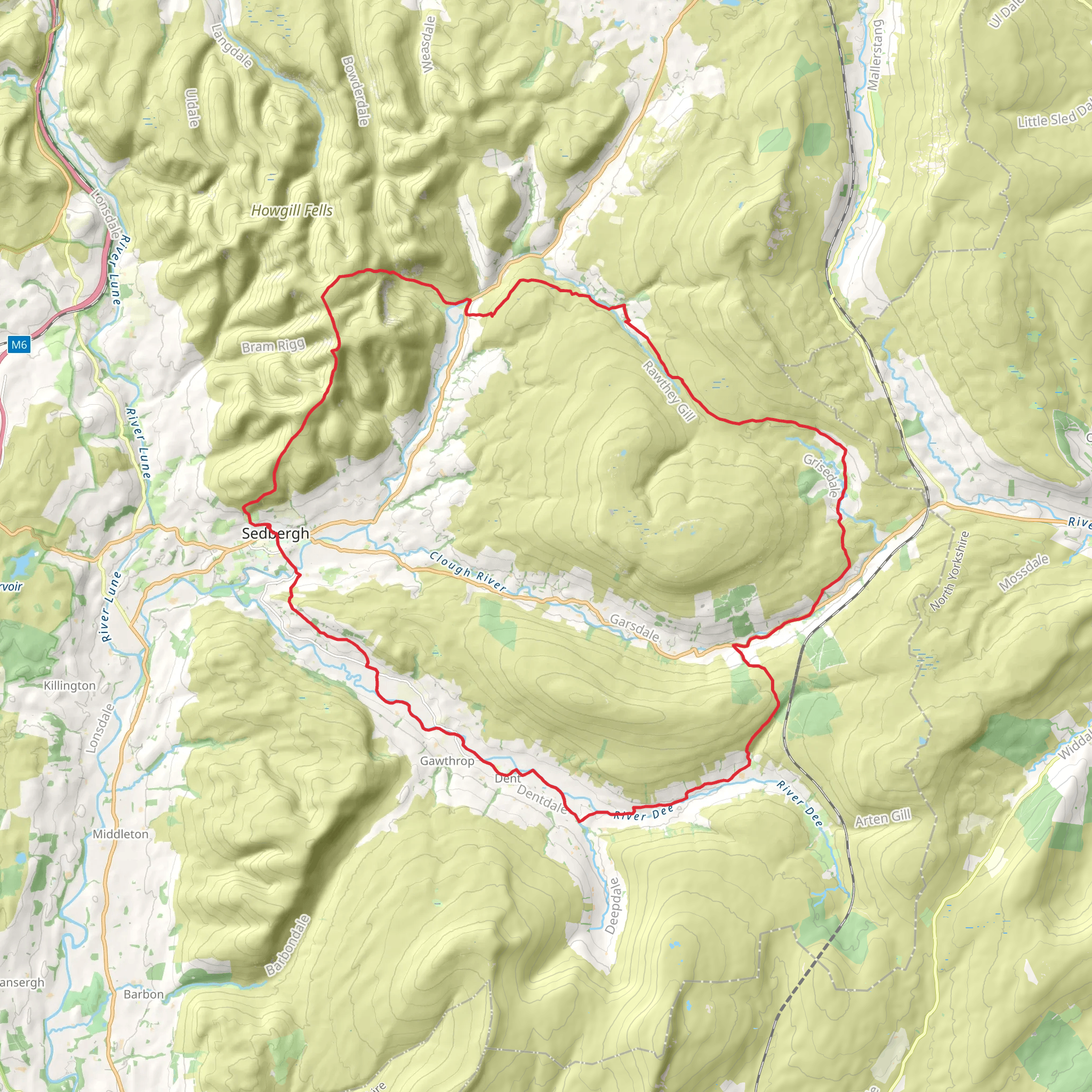 Great Cautley Loop from Sedbergh mobile static map