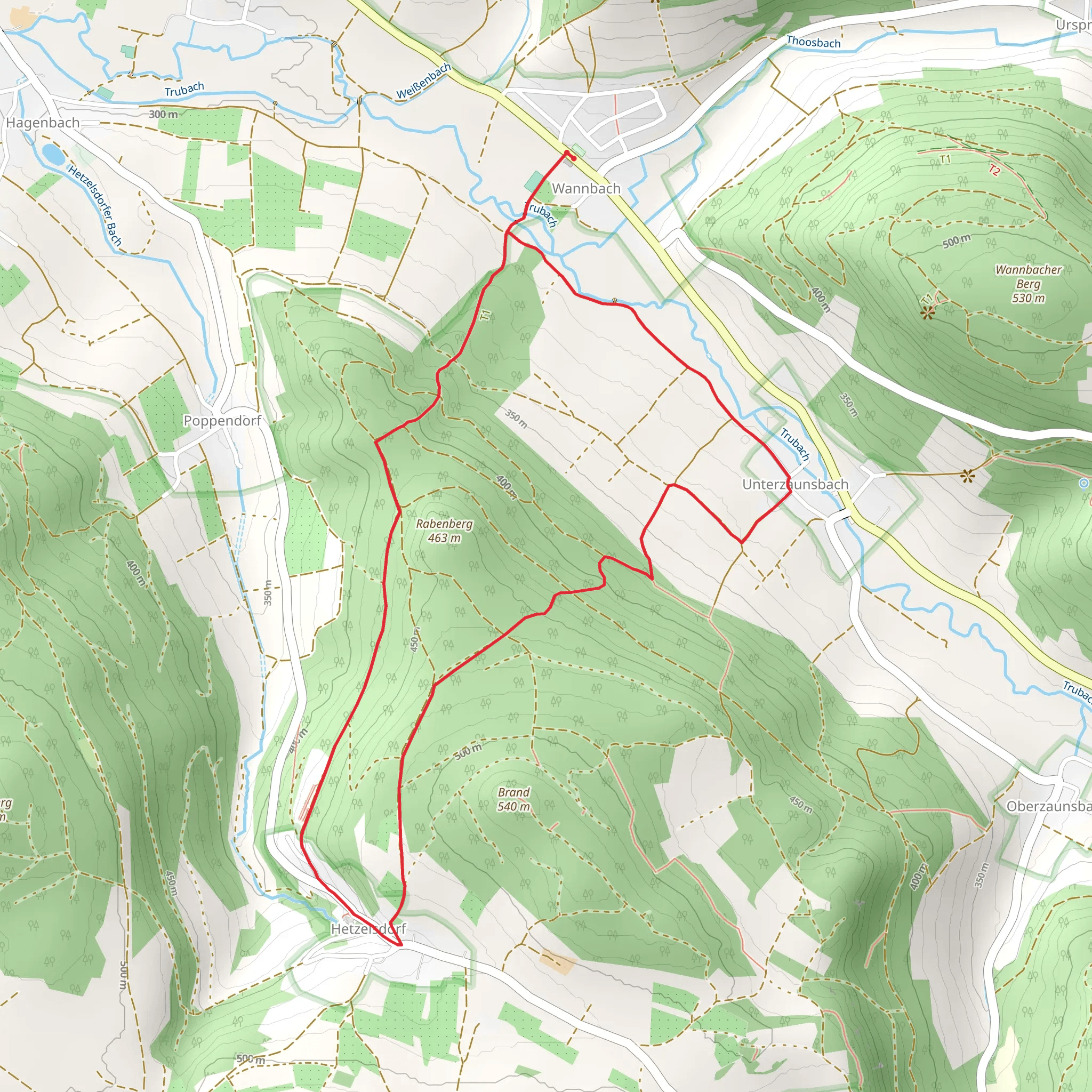 Wannbach Hetzelsdorf and Muggendorf Kirchehrenbach Loop mobile static map