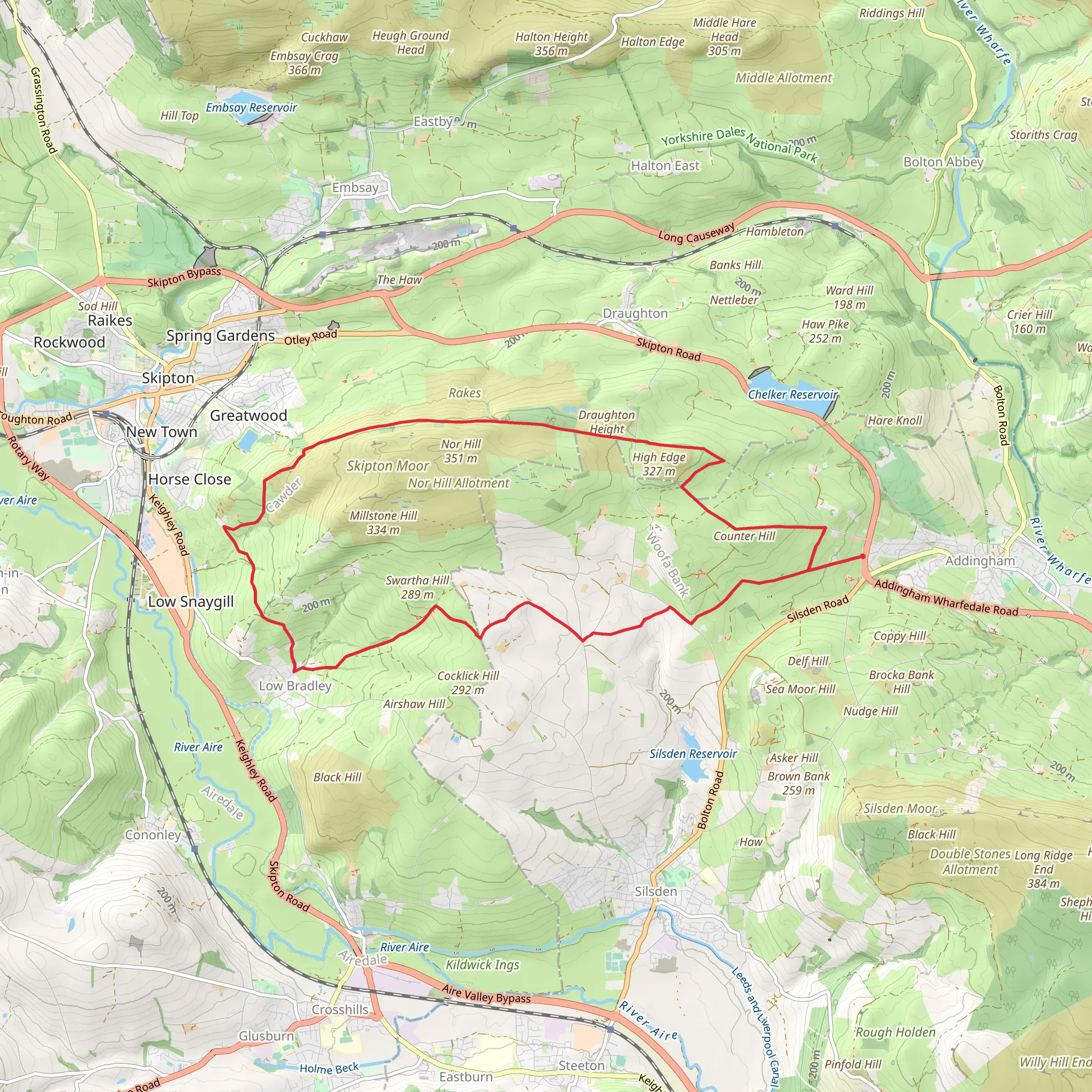 Silsden Moor - Low Bradley - Skipton Moor and Draughton Moor mobile static map
