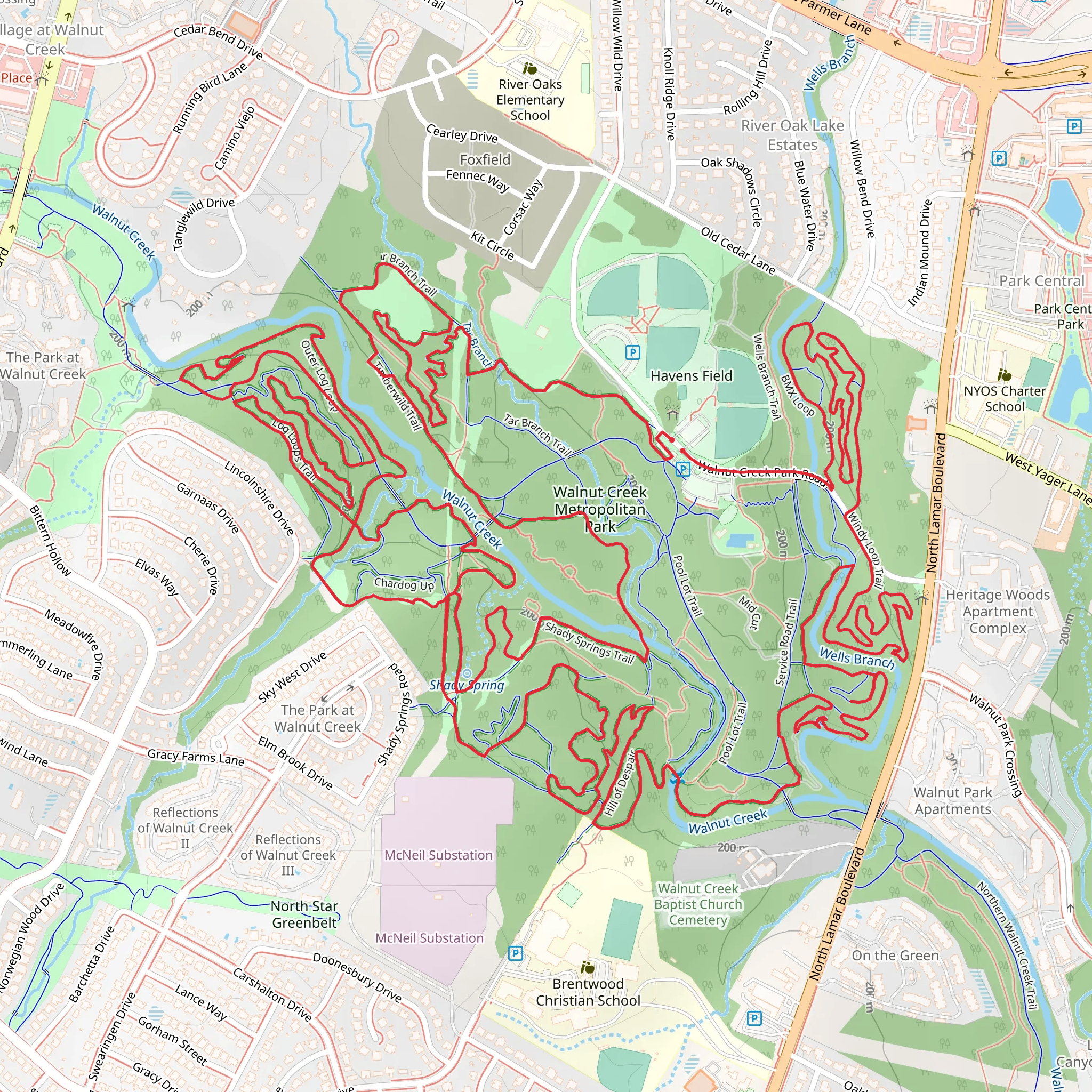 Kidney Buster, Hill of Despair and Windy Loop Trail mobile static map