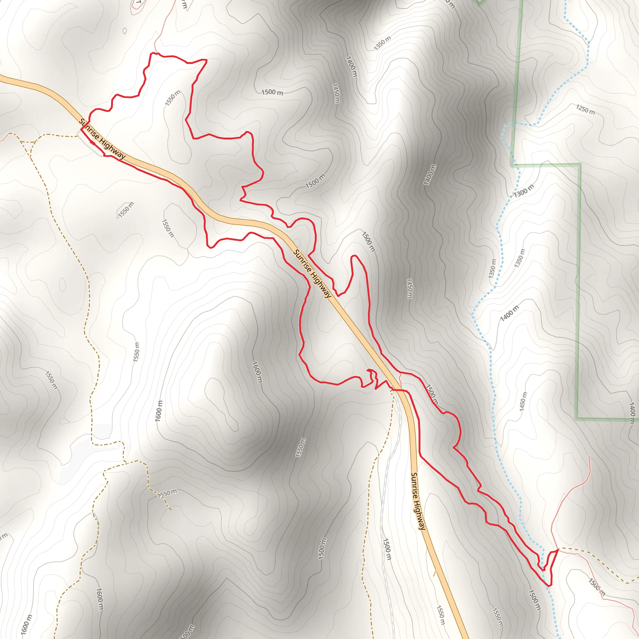 Upper Green Valley Road and PCT Loop mobile static map