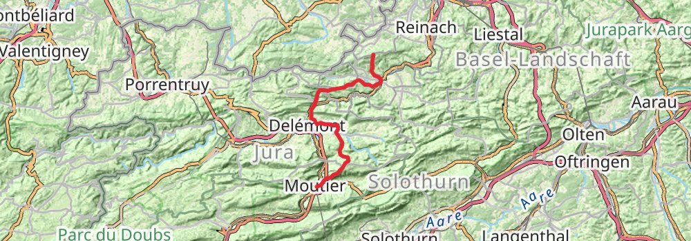 Camino Basel-Geneva via Biel stage 2 Map