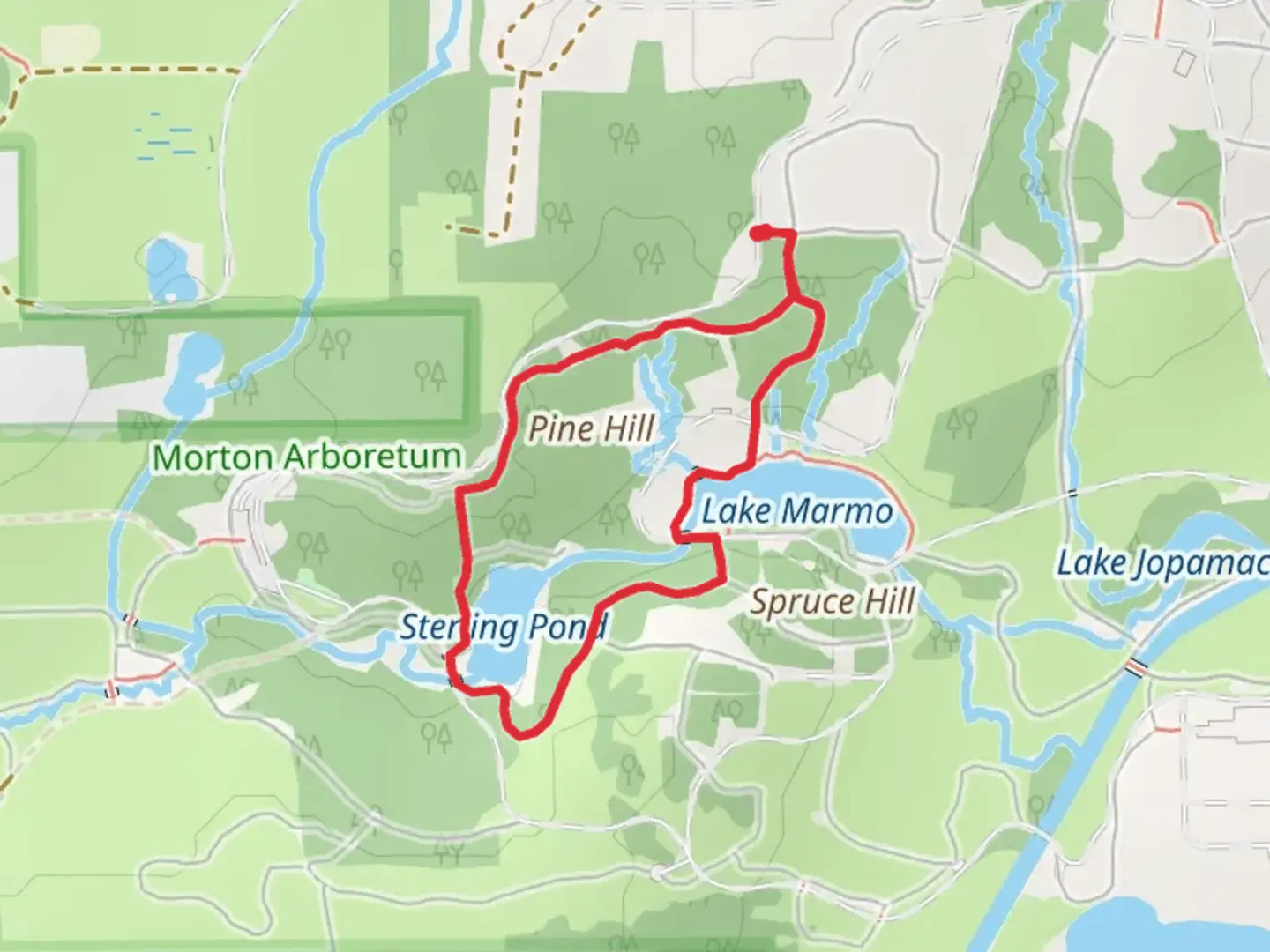 An image depicting the trail Sterling Pond and Pine Hill Loop and its surrounding area.