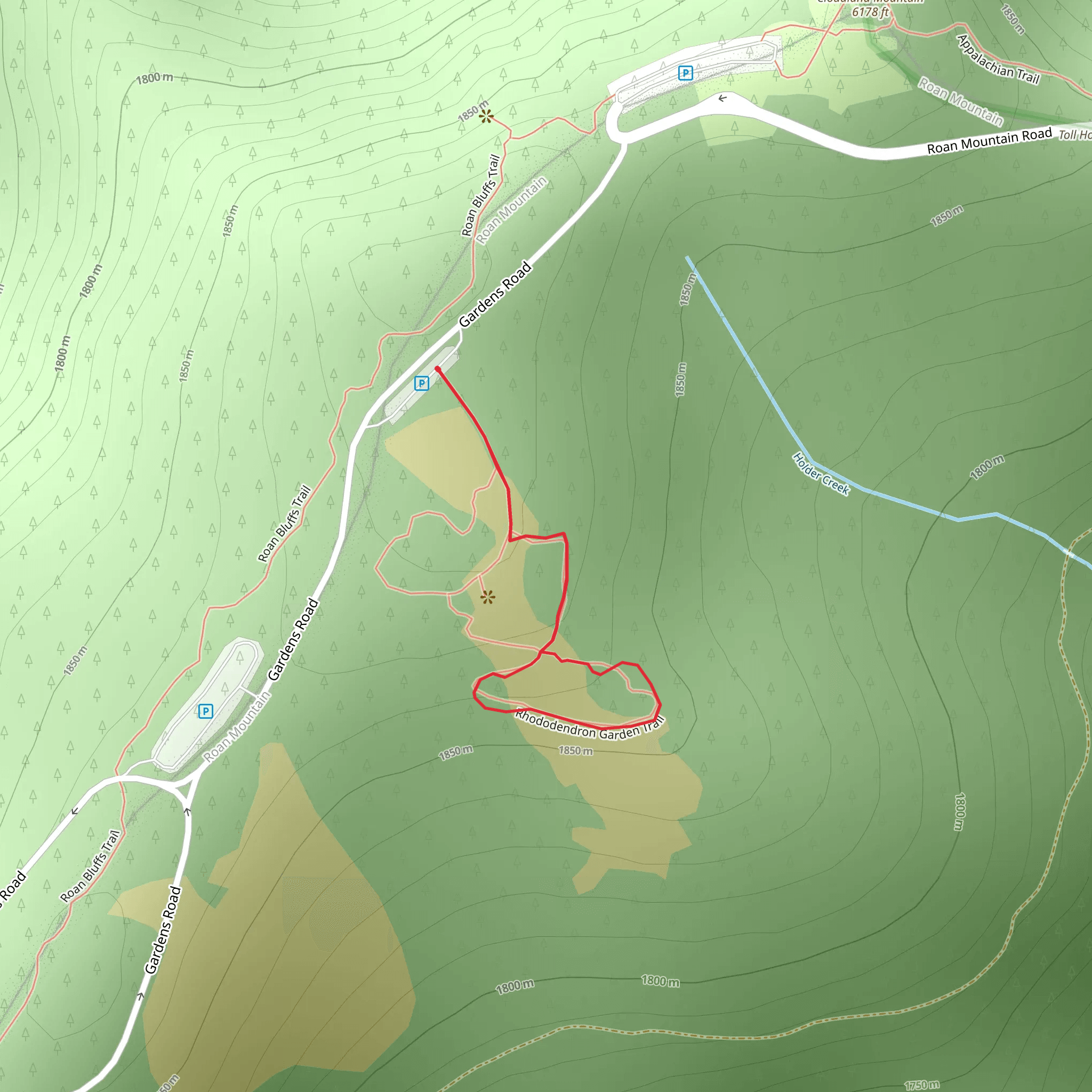 Roan Mountain Gardens NRT Loop B mobile static map